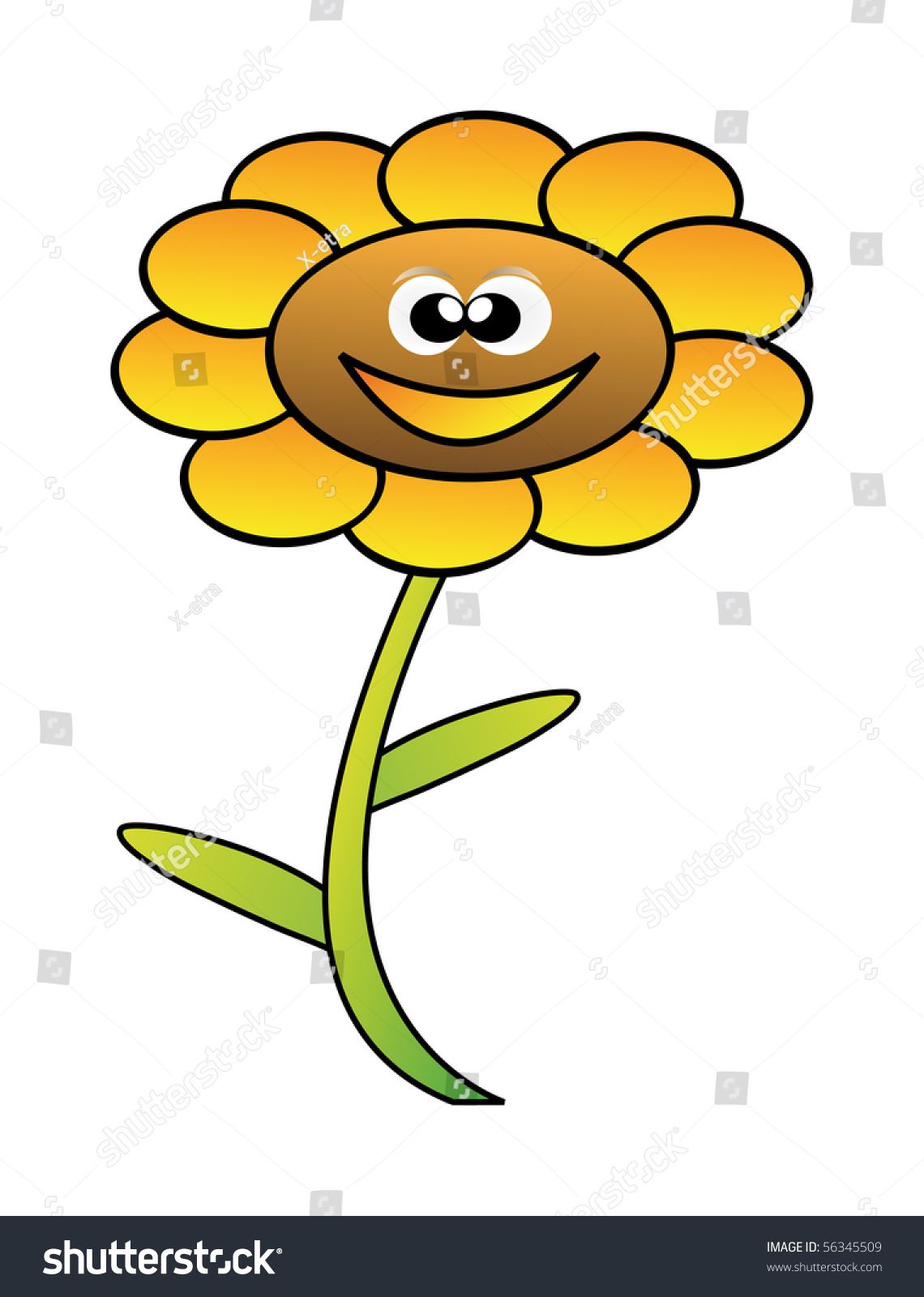 Cartoon Flower Isolated On White Background Stock Vector Illustration ...