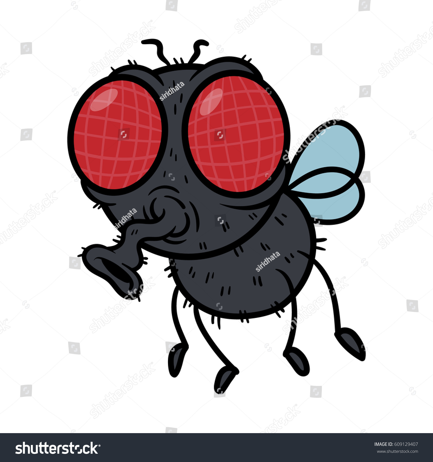 Cartoon Fly Vector Illustration Stock Vector (royalty Free) 609129407