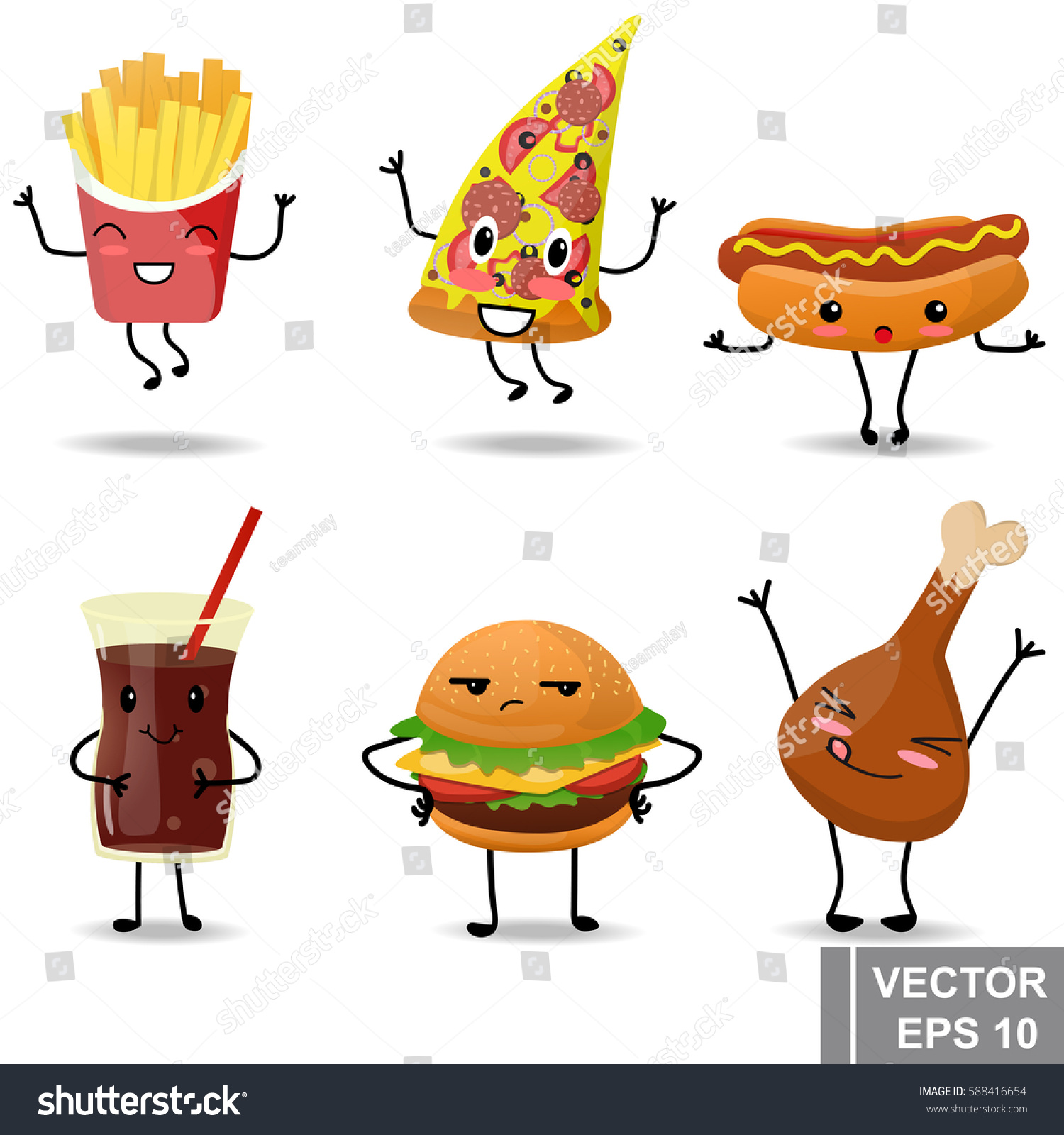 Cartoon Food Emotions Funny Your Design Stock Vector 588416654 