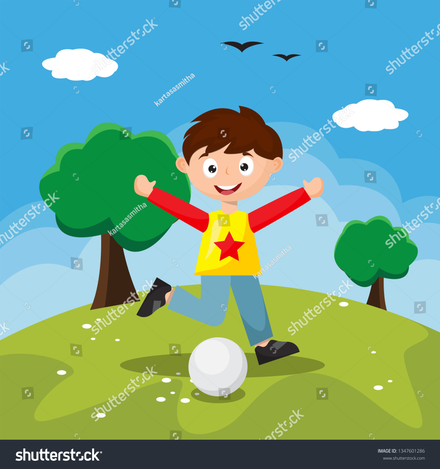 Cartoon Football Landscape Stock Vector (Royalty Free) 1347601286 ...