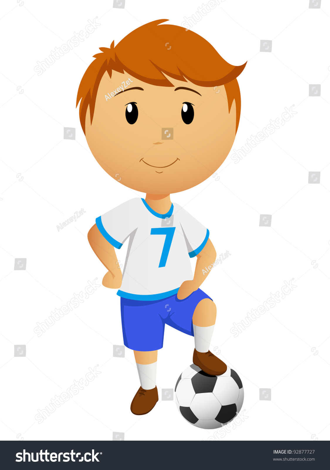 Cartoon Footballer Soccer Player Ball Isolated Stock Vector (Royalty