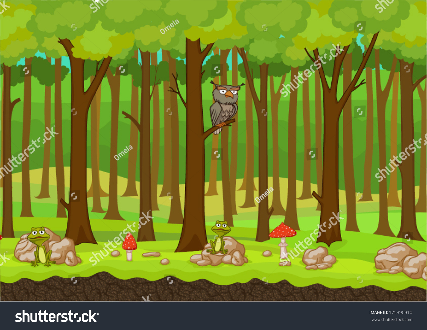 Cartoon Forest Background Vector Stock Vector 175390910 - Shutterstock