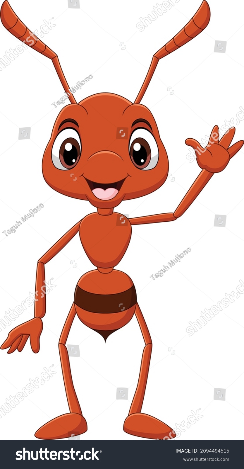 Cartoon Funny Ant Waving Hand Stock Vector (royalty Free) 2094494515 