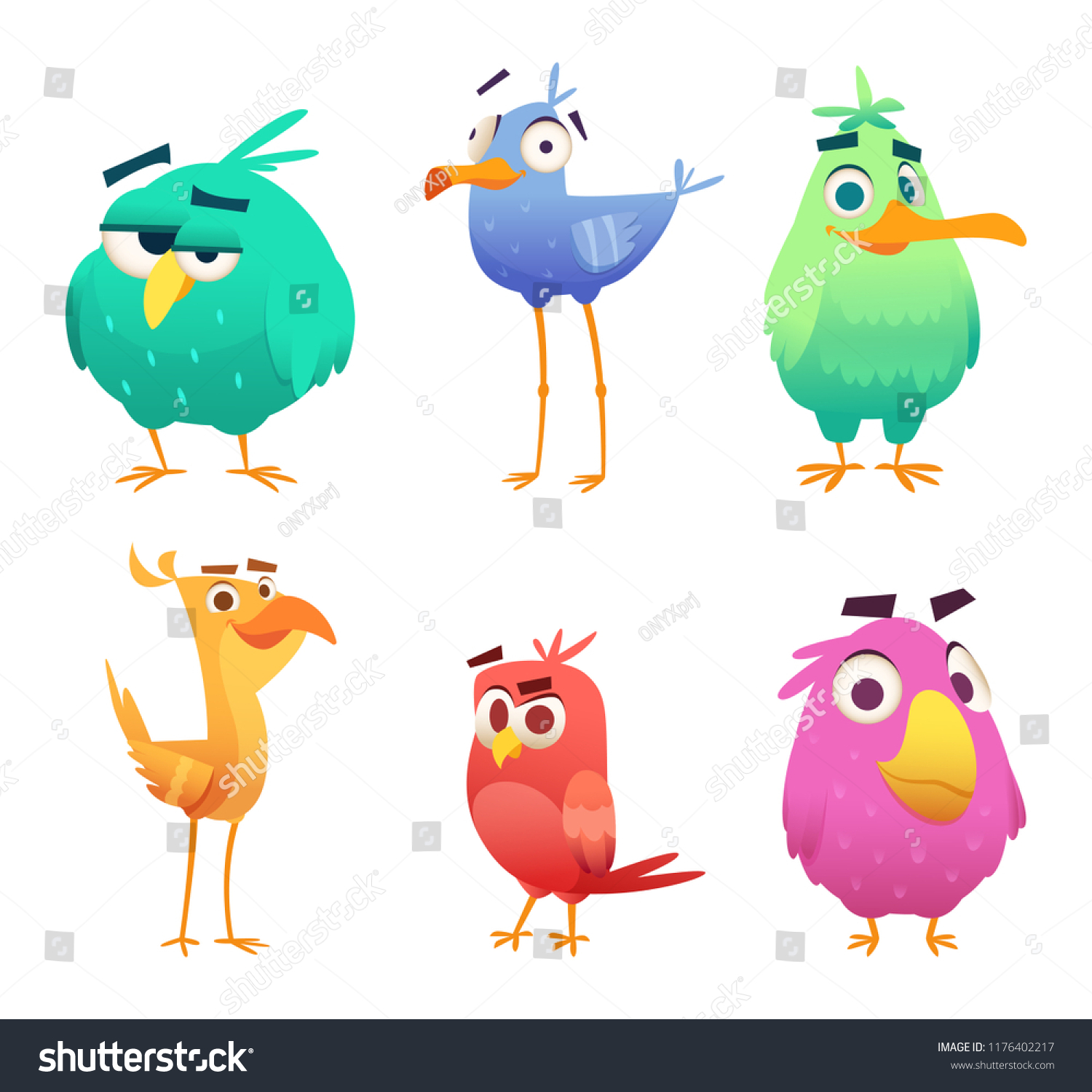 Dessin Humoristique D Oiseaux Les Visages De Image Vectorielle De Stock Libre De Droits