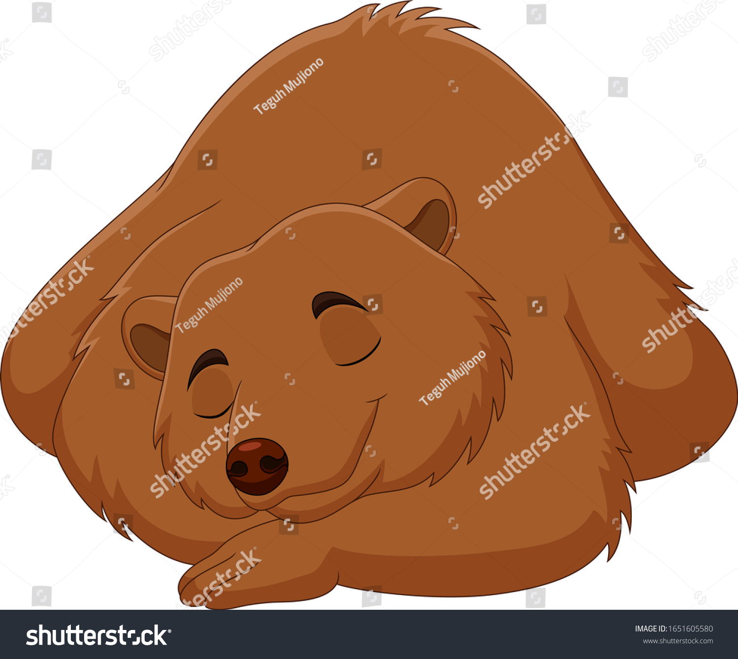 Cartoon Funny Brown Bear Sleeping Vetor Stock Livre De Direitos