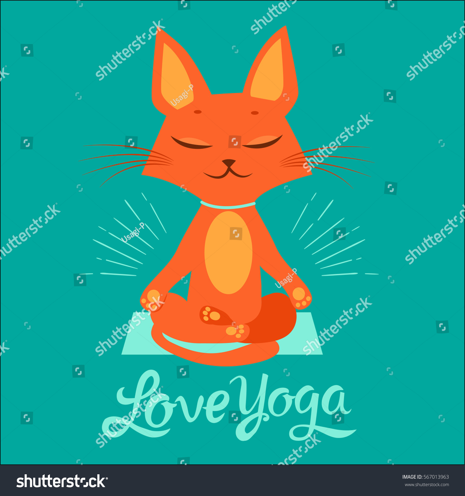 Cartoon Funny Cat Doing Yoga Position Stock Vector (Royalty Free) 567013963