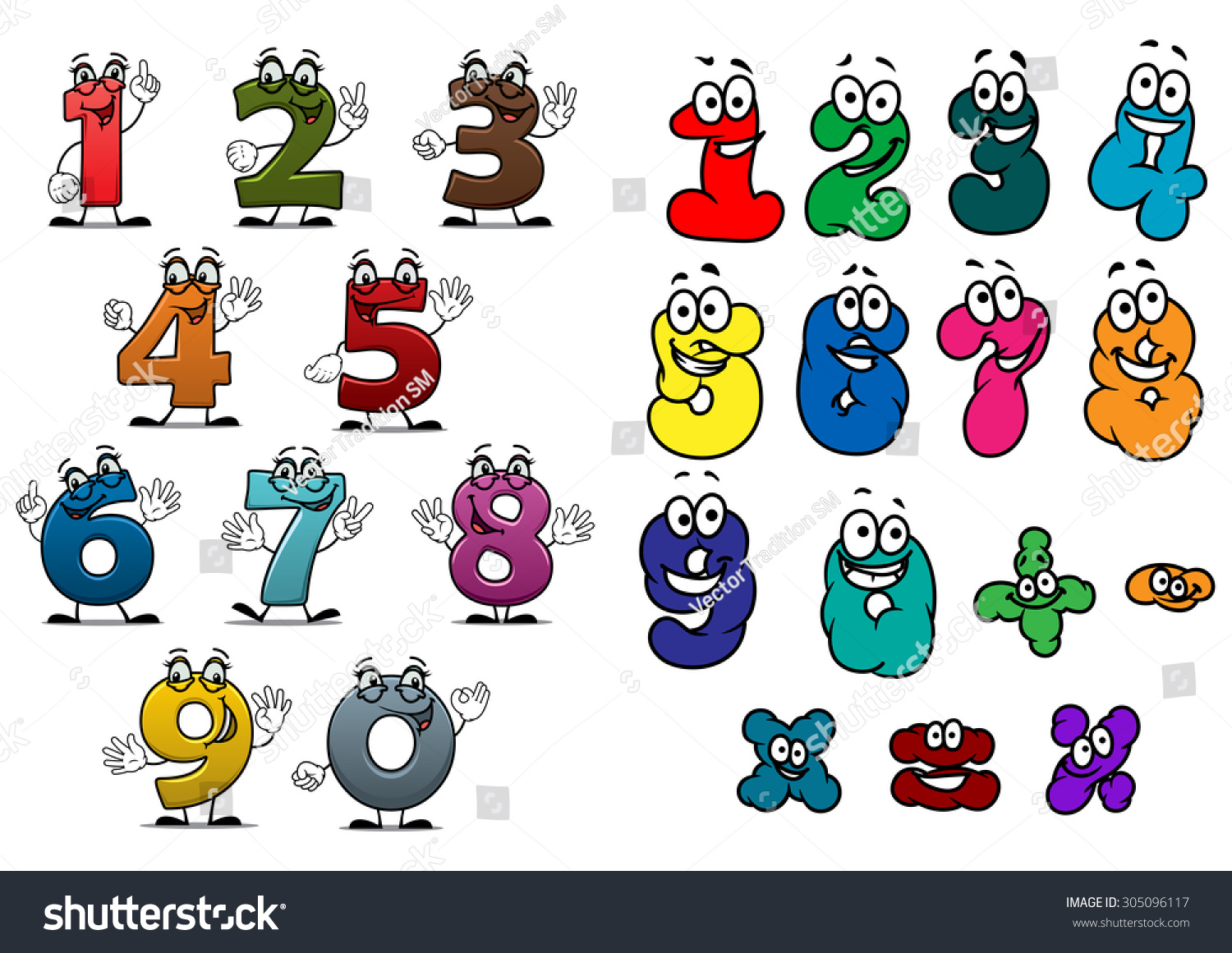 Cartoon Funny Colorful Numbers Digits Characters Stock Vector 305096117 ...