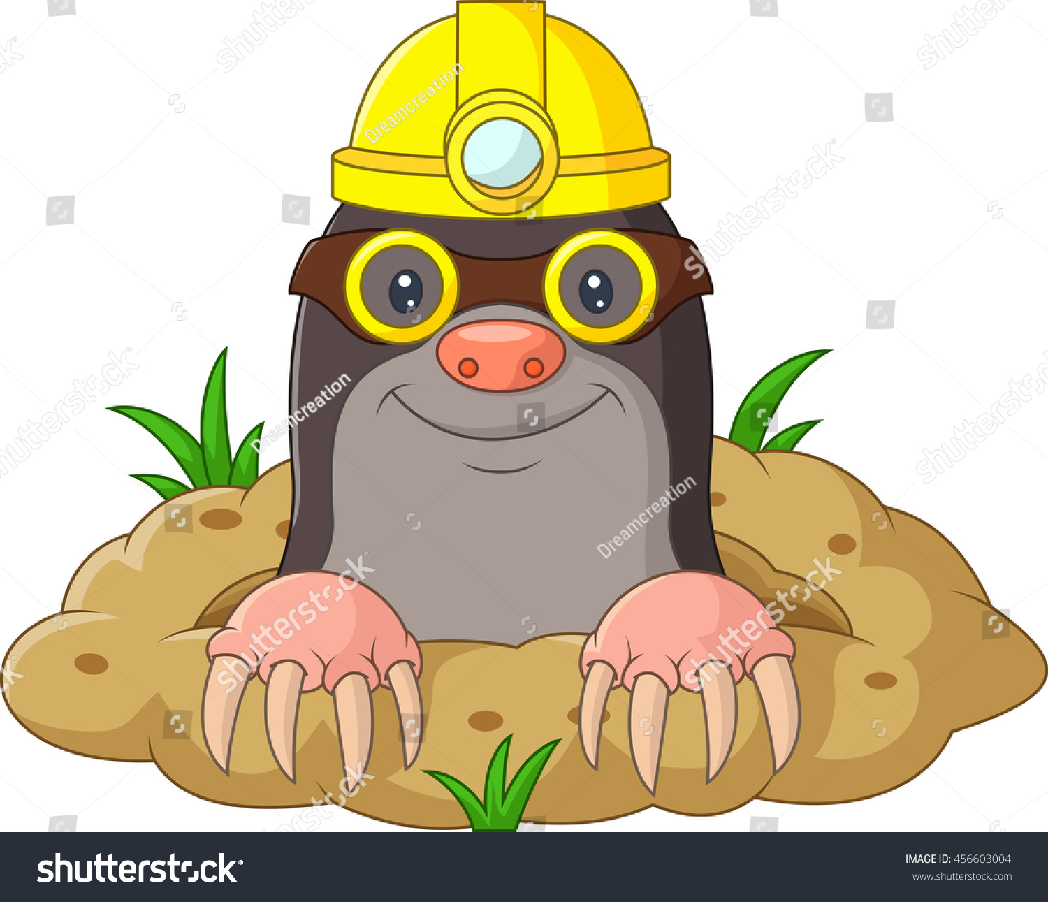 Cartoon Funny Mole Wearing Helmet Glasses Stock Vector 456603004 ...