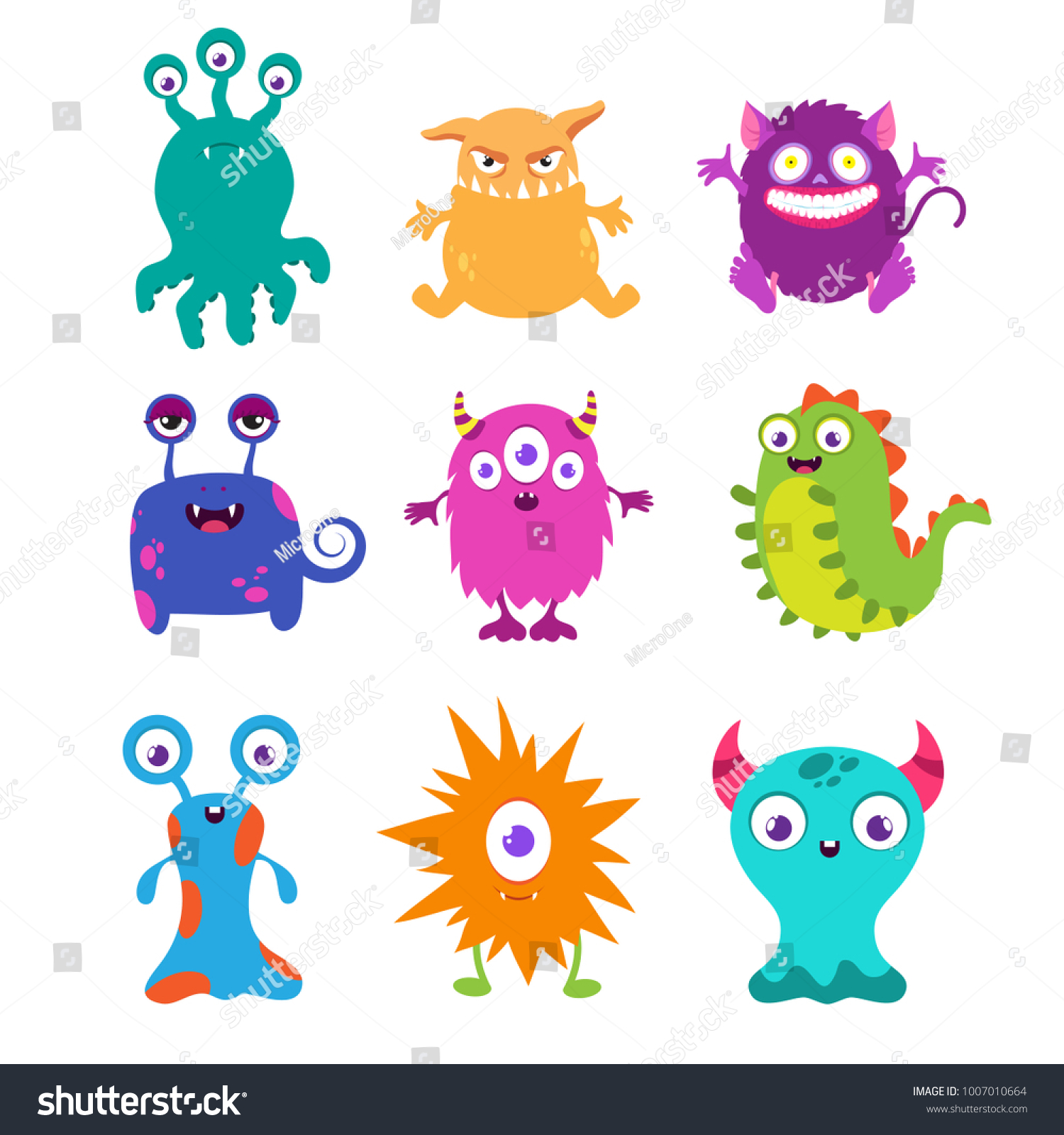 Cartoon Funny Monsters Vector Set Tshirt Stock Vector (Royalty Free ...