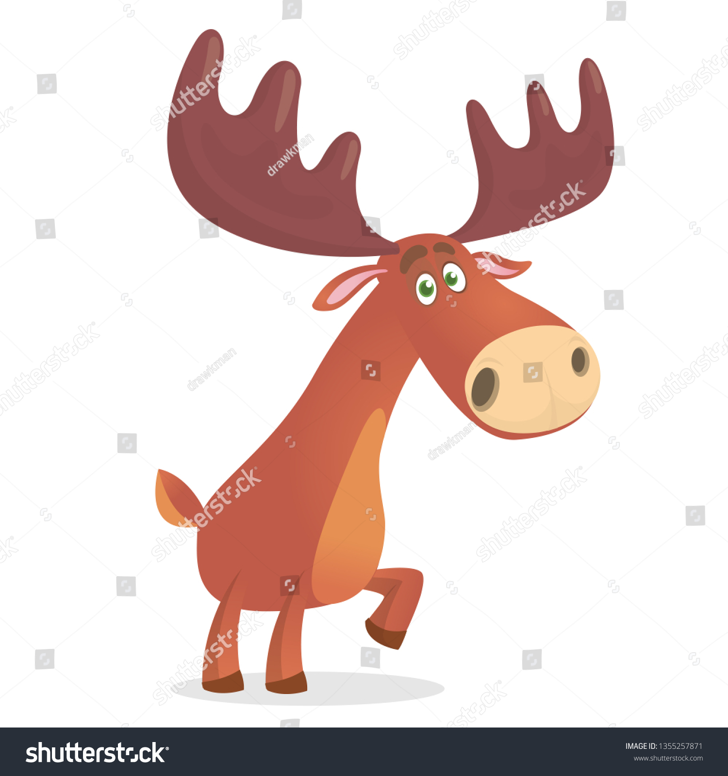 Cartoon Funny Moose Vector Illustration Isolated Vetor Stock Livre De