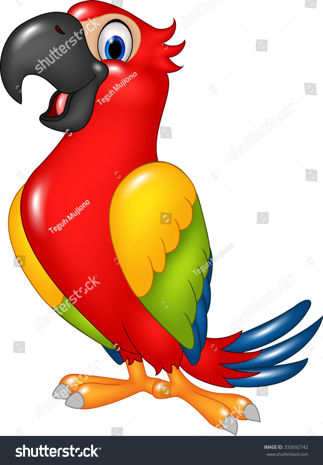 Cartoon Funny Parrot Isolated On White Stock Vector 335692742 ...