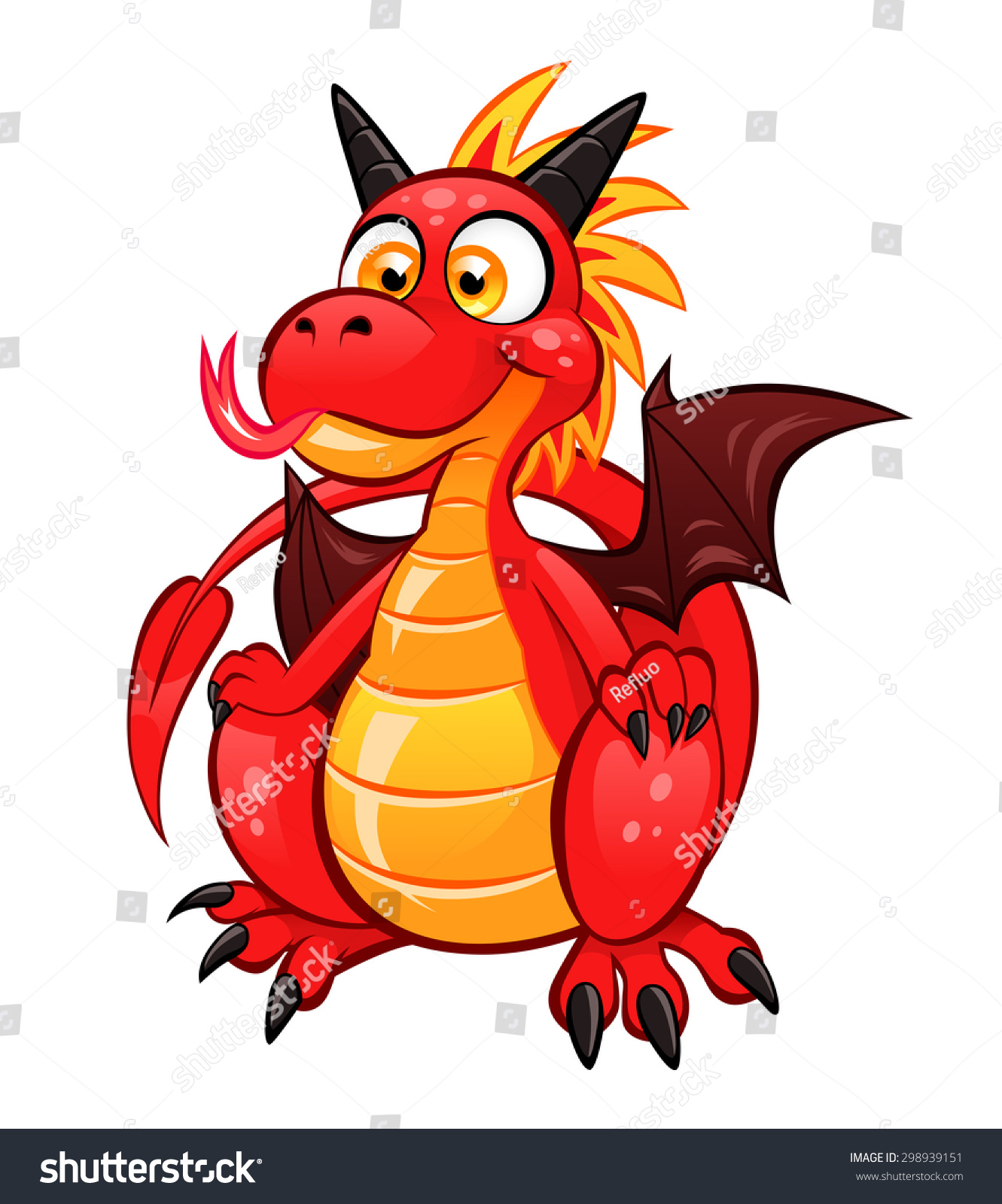 Cartoon Funny Red Dragon On White Stock Vector 298939151 - Shutterstock