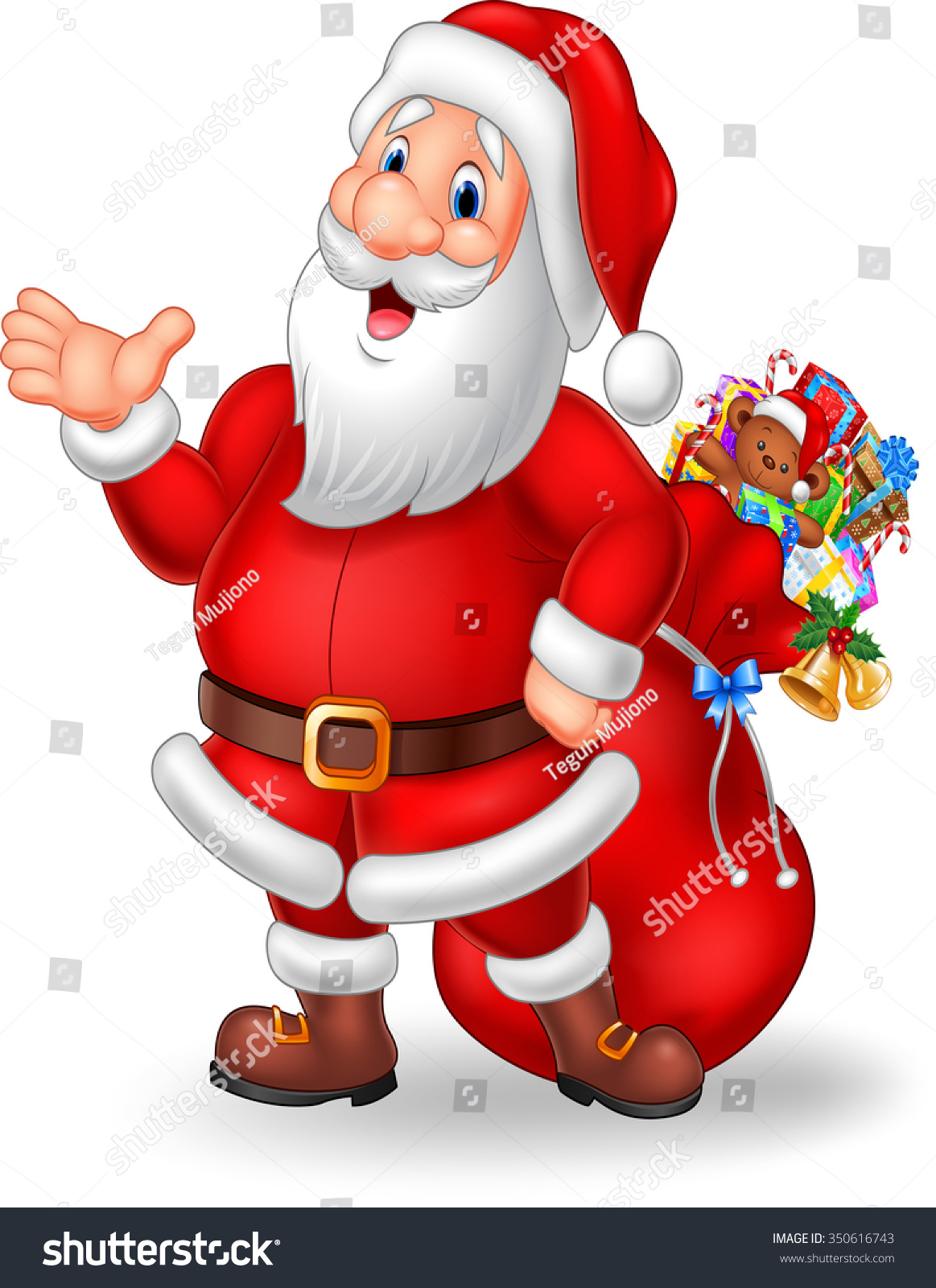 Cartoon Funny Santa Presenting Isolated On Stock Vector 350616743
