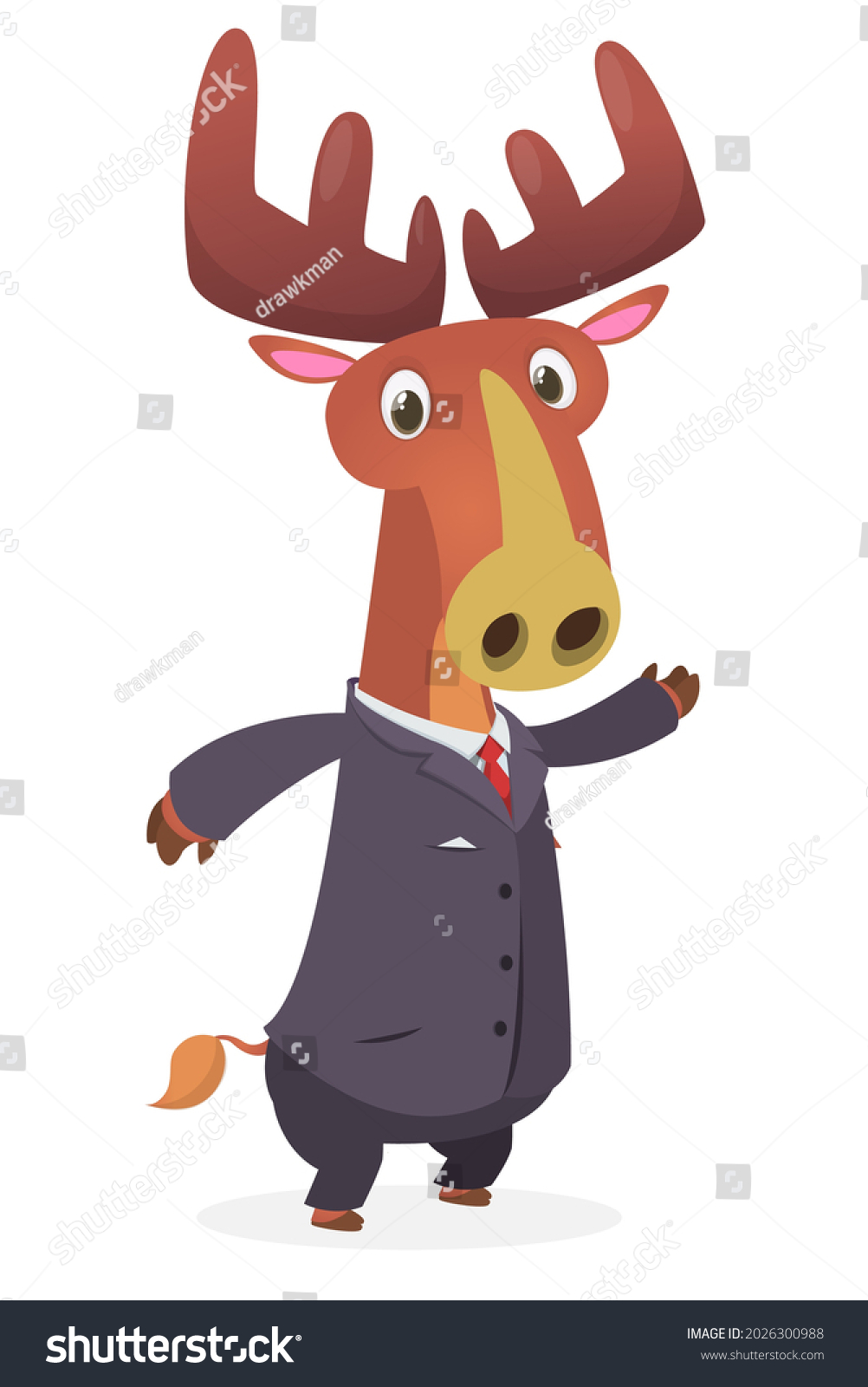 Cartoon Funny Smiling Moose Wearing Toxedo Stock Vector (Royalty Free ...