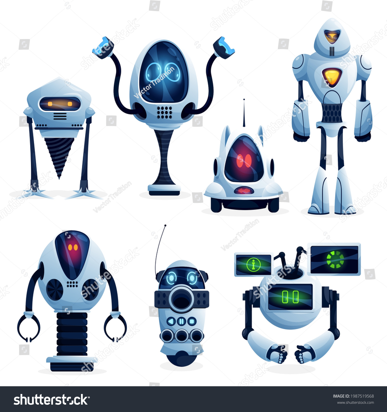 Cartoon Future Robots Industry Robotic Workers Stock Vector (Royalty ...