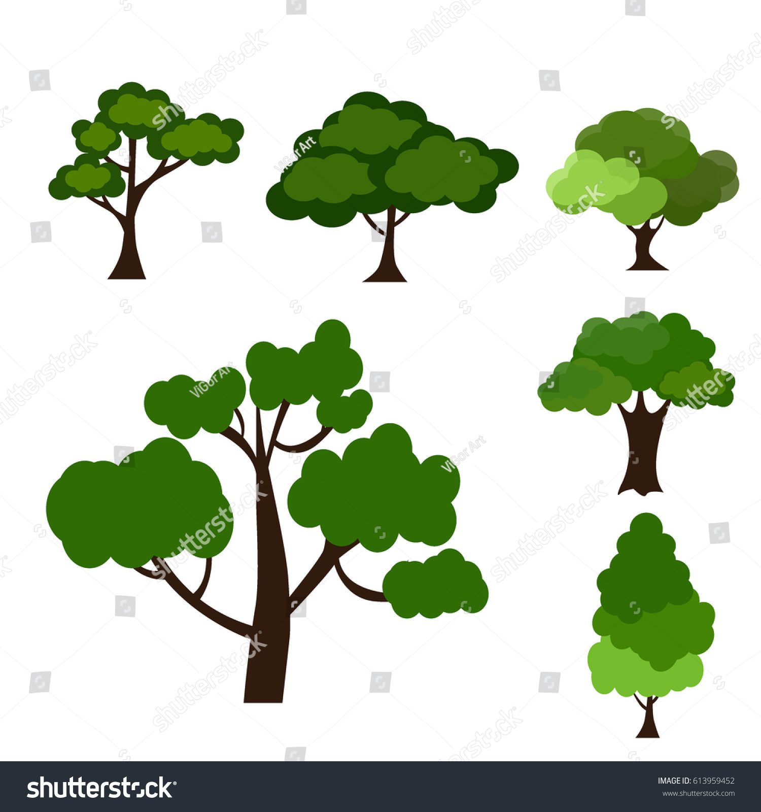 Cartoon Garden Green Tree Vector Illustration Stock Vector (Royalty ...