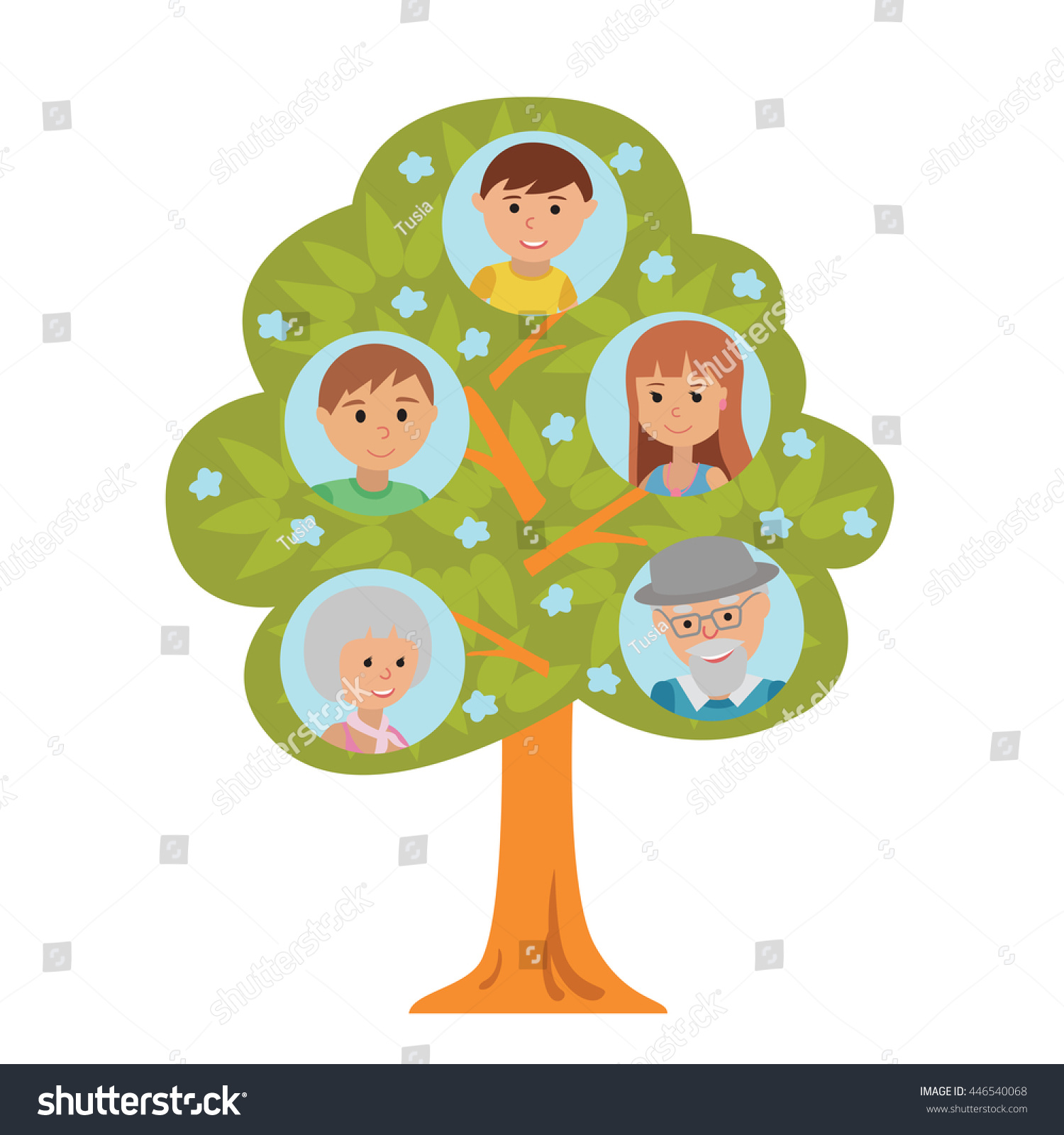 Cartoon Generation Family Tree Illustaration Isolated Stock Vector ...