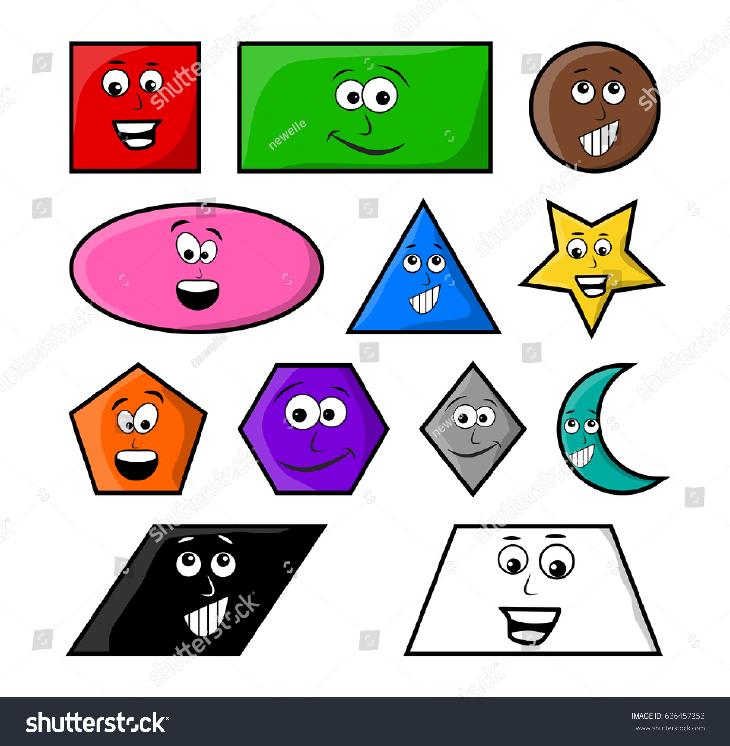 Cartoon Geometric Shapes Smile Vector Symbol Stock Vector (Royalty Free ...