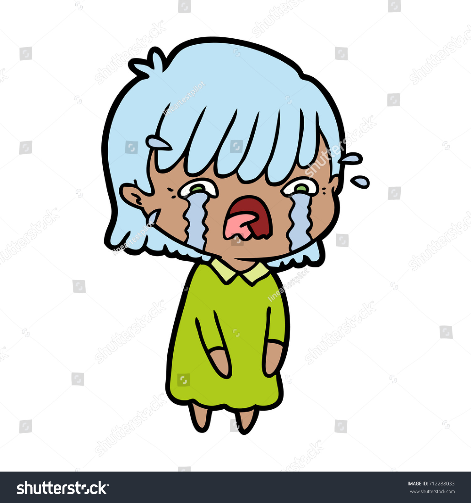 Vector Illustration Of Cartoon Girl Crying Stock Vect 9780