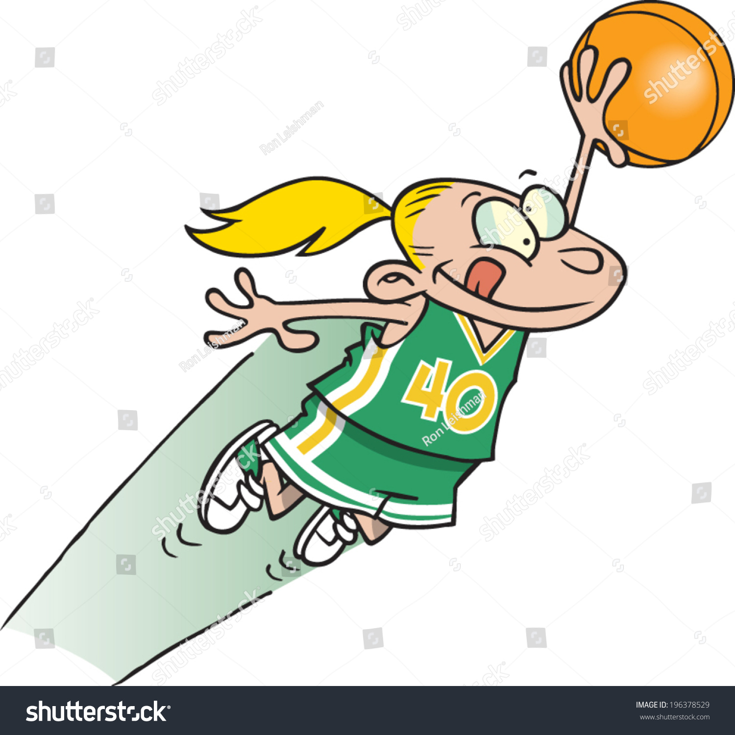 Cartoon Girl Playing Basketball Stock Vector (Royalty Free) 196378529