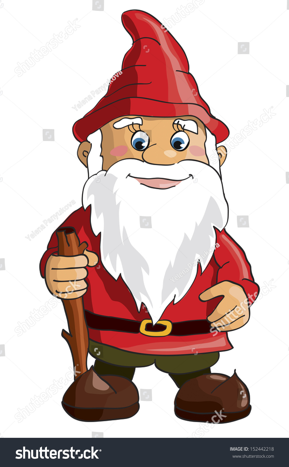 Cartoon Gnome On White Background. Vector - 152442218 : Shutterstock
