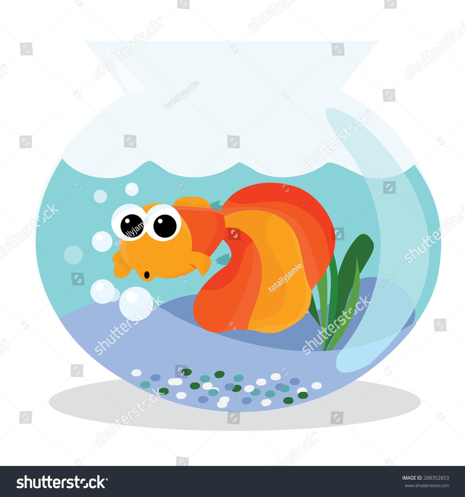 Cartoon Goldfish Bowl Vector Illustration vetor stock (livre de