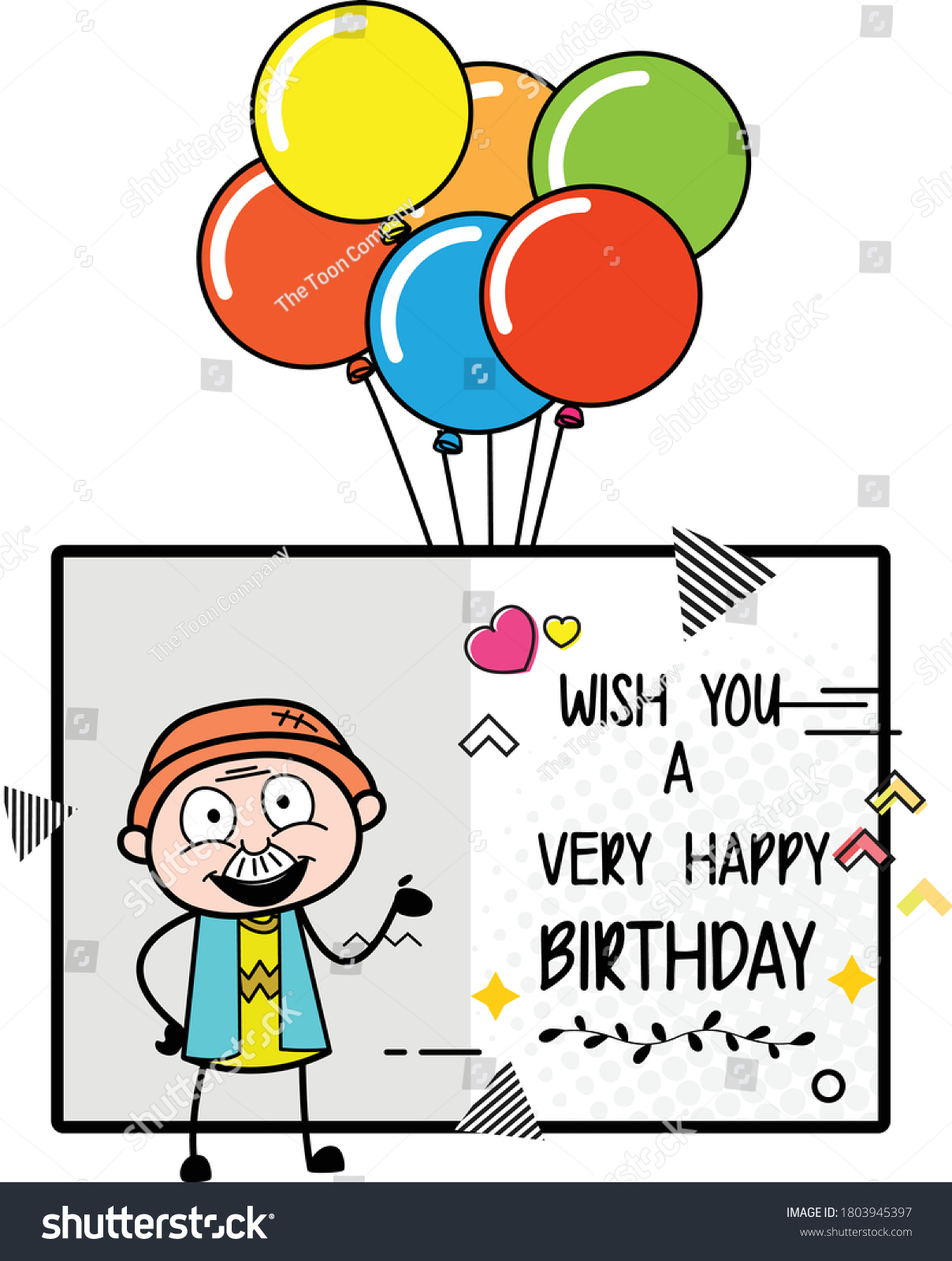 Download Cartoon Grandpa Happy Birthday Wishes Stock Vector Royalty Free 1803945397
