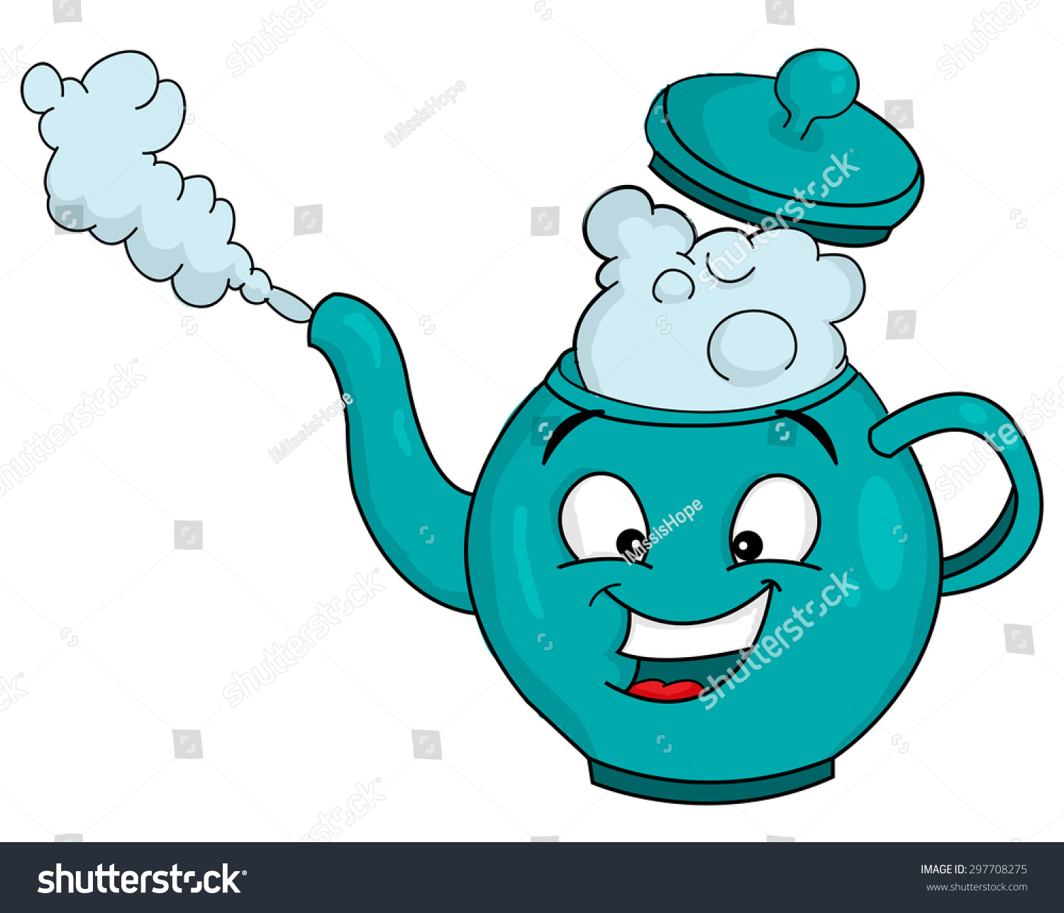 Cartoon Green Boiling Kettle Teapot Stock Vector Illustration 297708275 ...