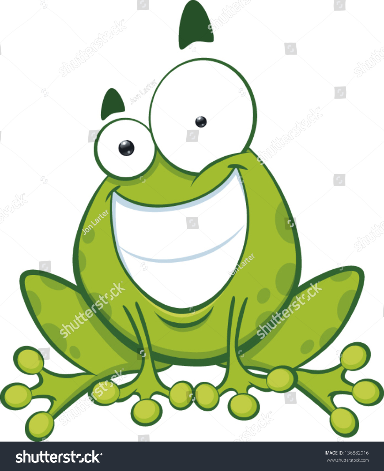 Cartoon Green Frog Grinning Stock Vector Illustration 136882916 ...