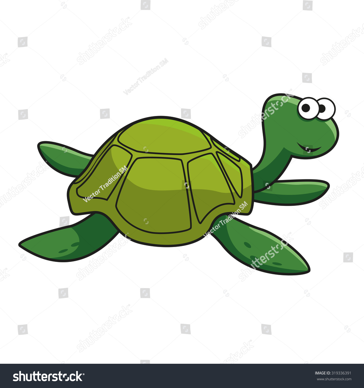 Cartoon Green Turtle Character Smiling Face Stock Vector 319336391 ...