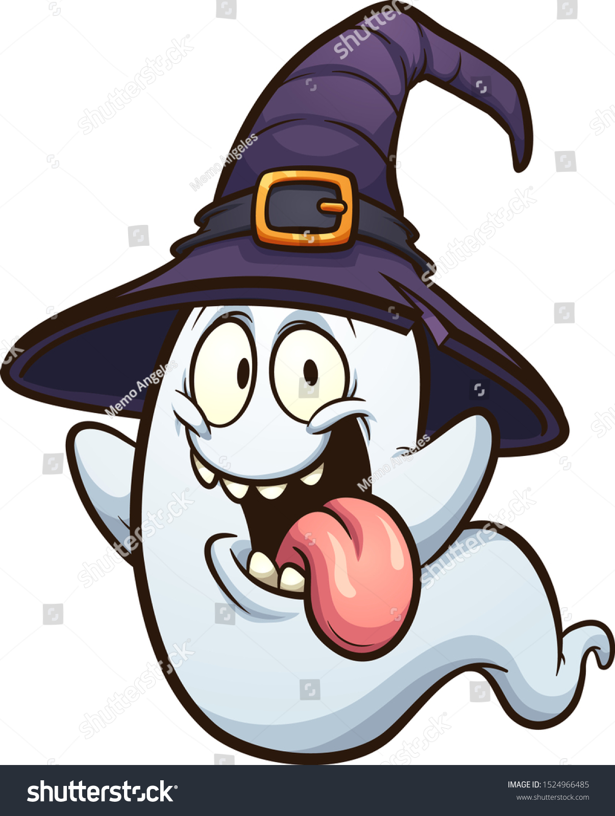 Cartoon Halloween Ghost Tongue Out Wearing Stock Vector (Royalty Free ...