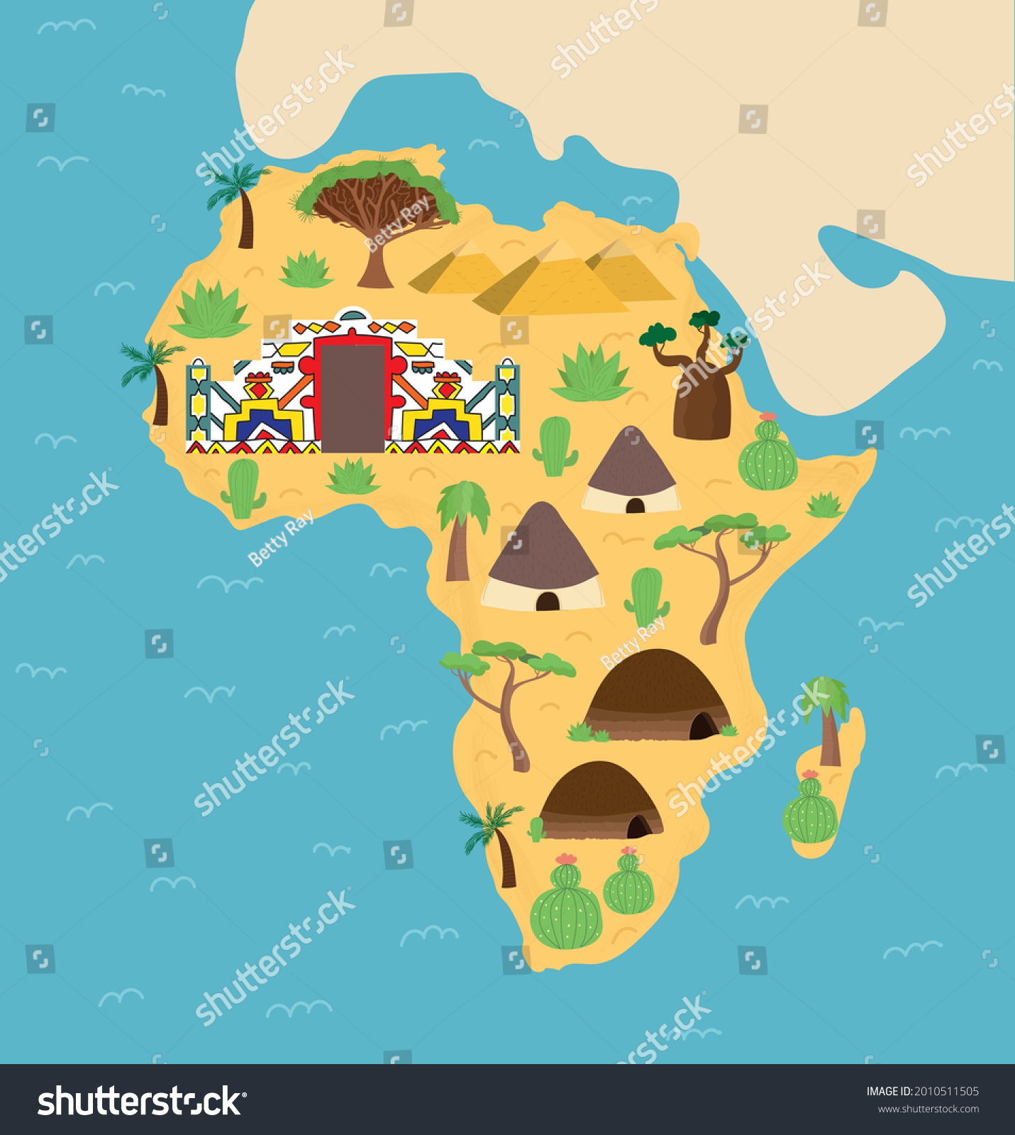 Cartoon Hand Drawn Illustrated Map Africa Stock Vector Royalty Free 2010511505 Shutterstock 4987