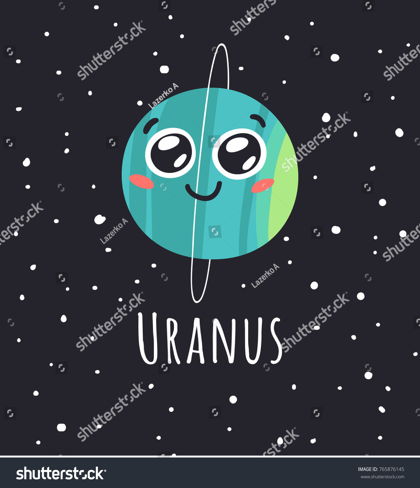 Cartoon Hand Drawn Illustration Uranus On Stock Vector (Royalty Free