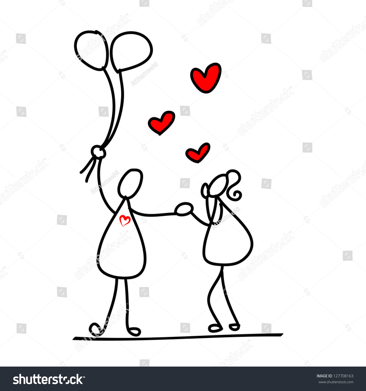 Cartoon Hand-Drawn Love Character Stock Vector Illustration 127708163 ...