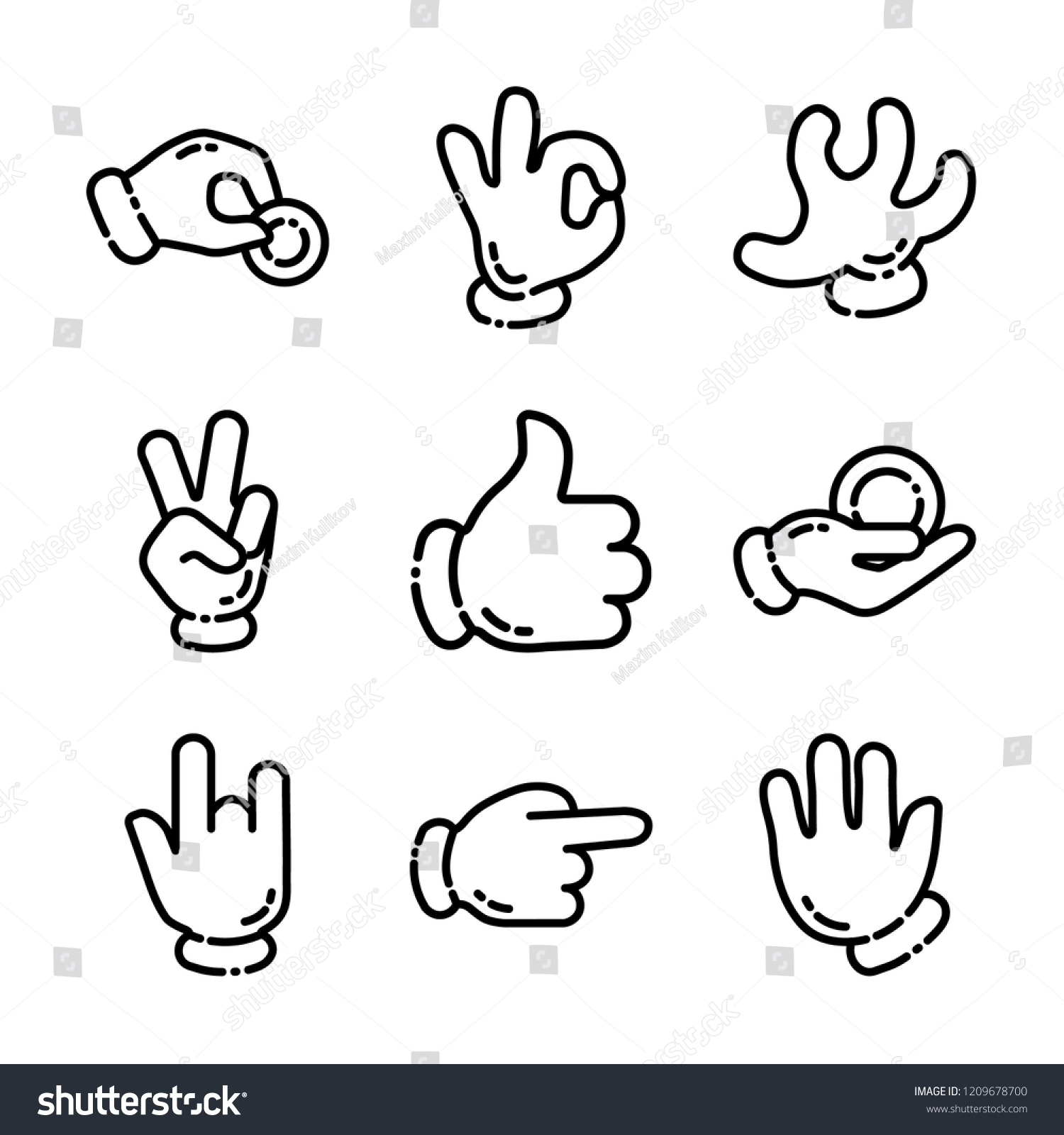 Cartoon Hand Gestures Stok Vektör Telifsiz 1209678700 Shutterstock 5037