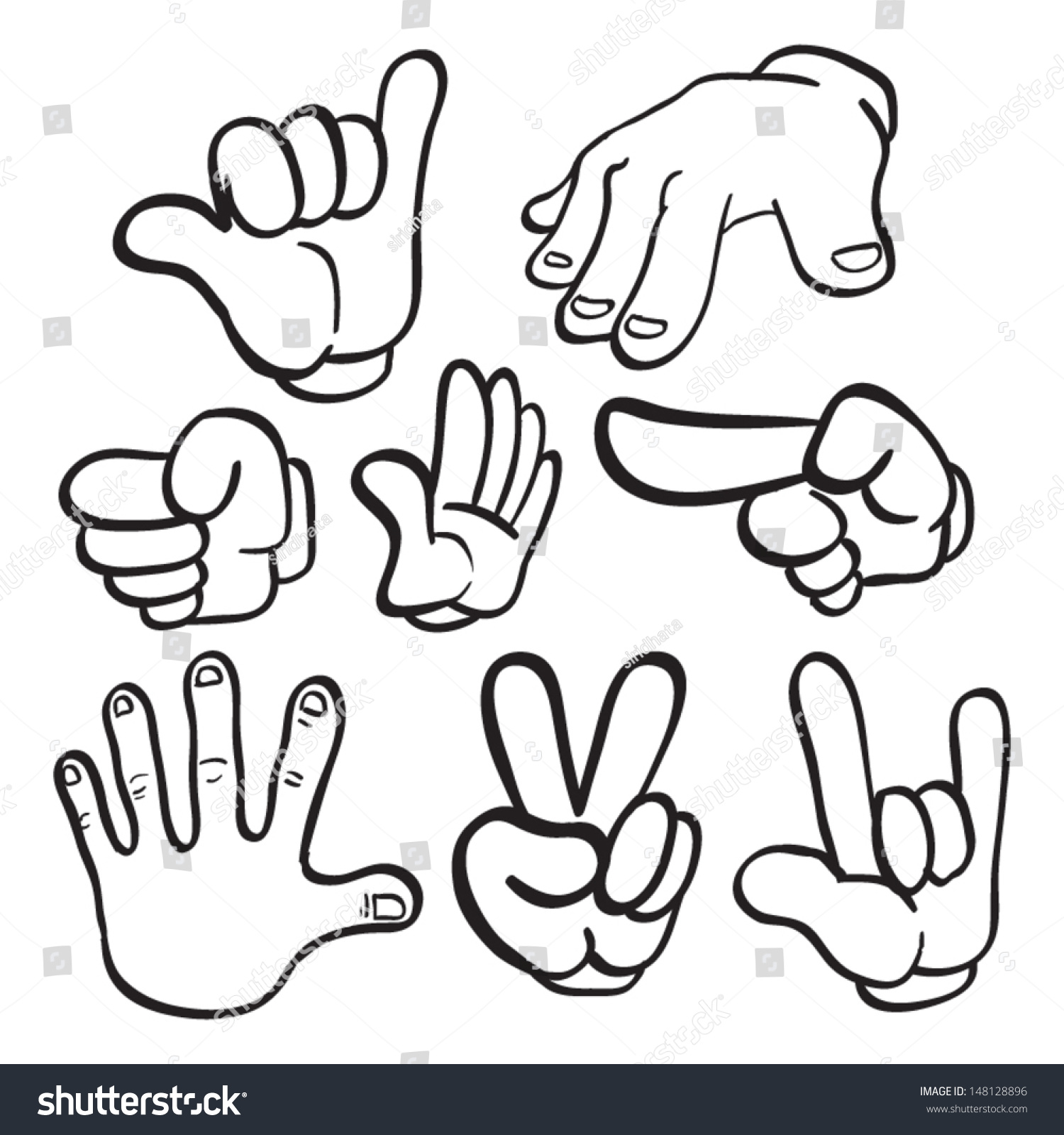 Cartoon Hand Gestures Stock Vector Illustration 148128896 : Shutterstock