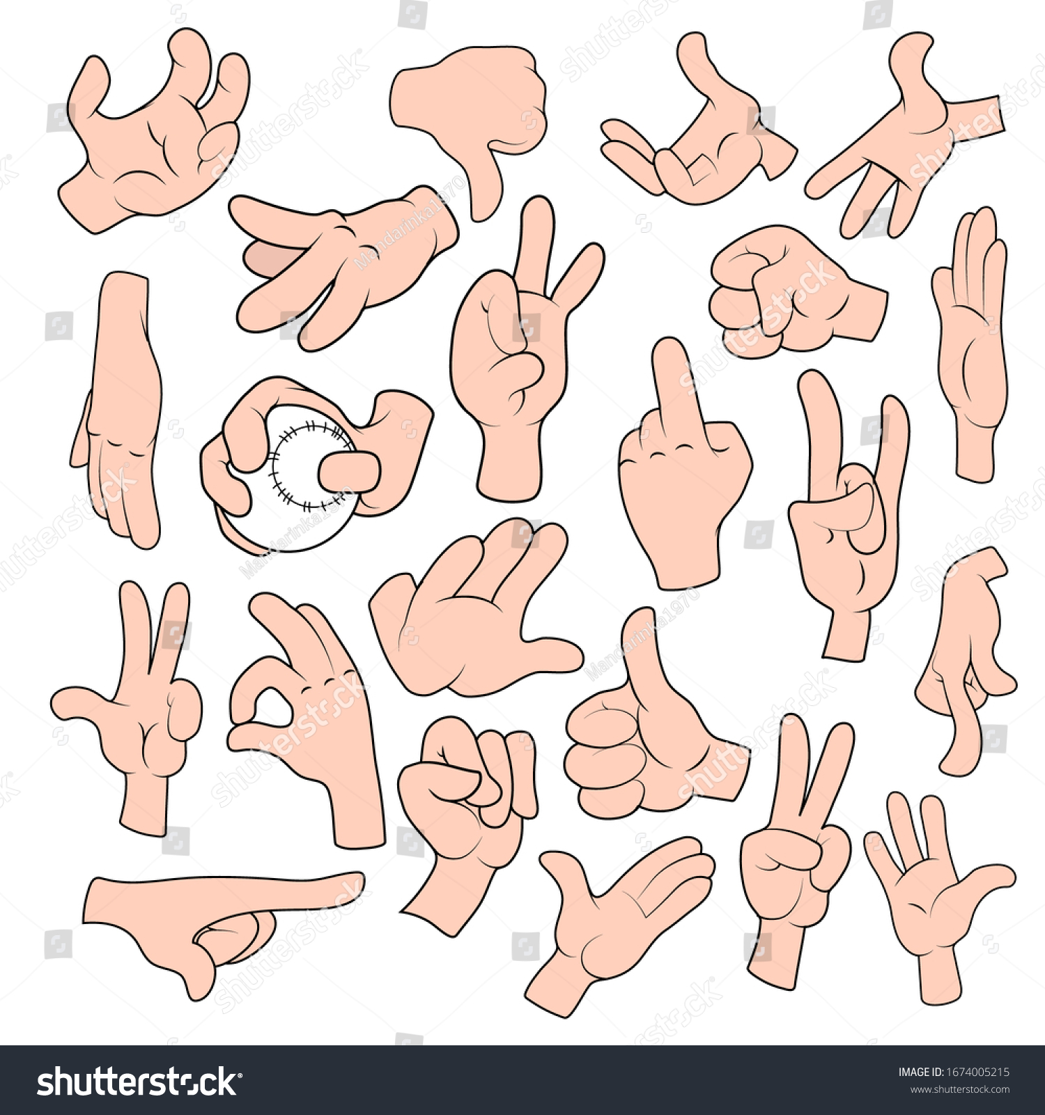 Cartoon Hand Gestures Different Positions Set Stock Vector Royalty Free 1674005215 Shutterstock 9208