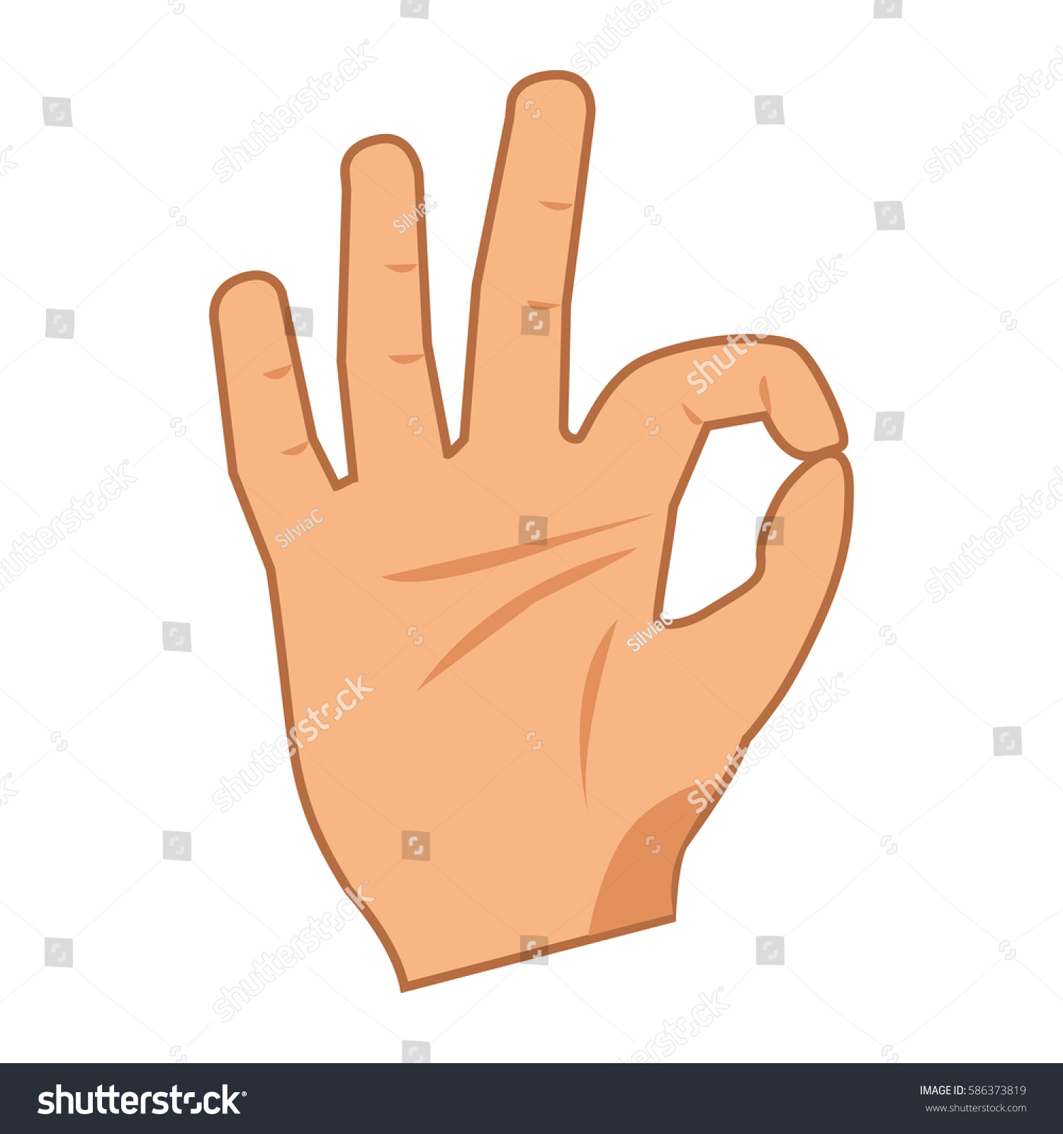 Cartoon Hand Ok Sign Vector Illustration Stock Vector (Royalty 