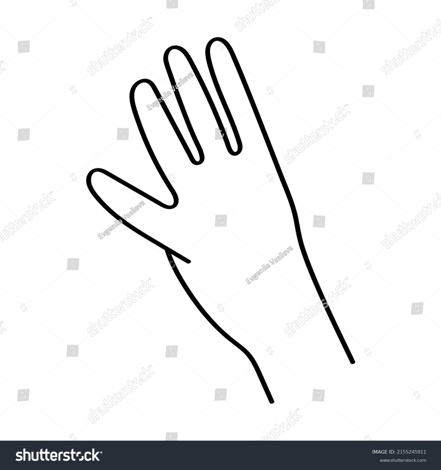 SVG of Cartoon hand showing number 4 outline illustration. svg