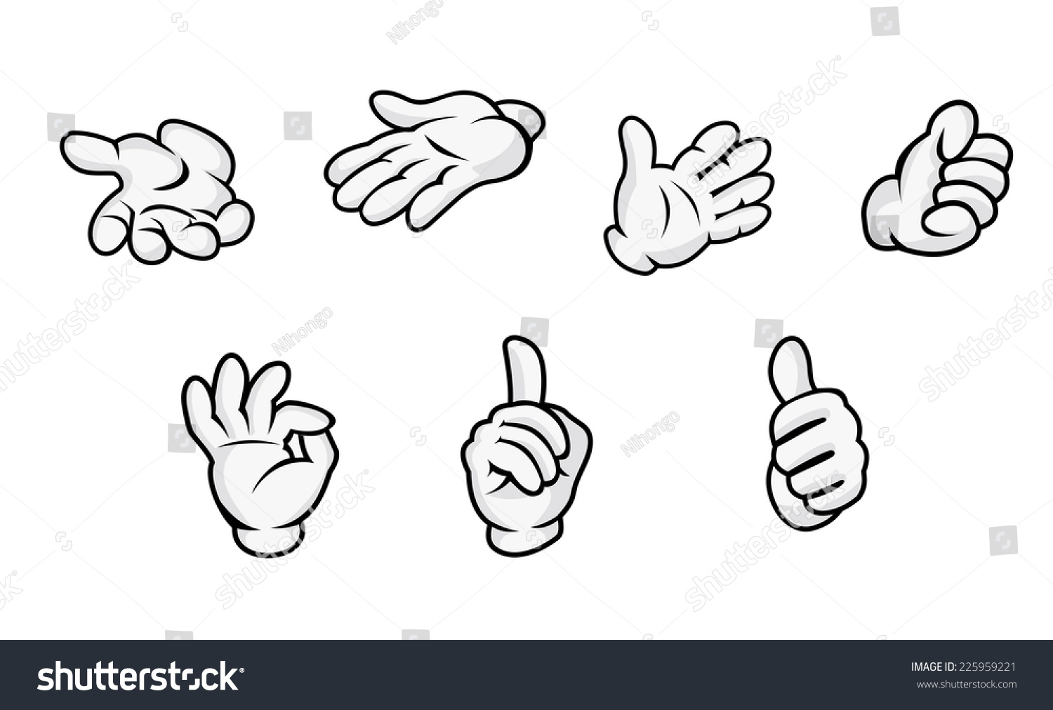 Cartoon Hands With Gestures Isolated On White Background. Vector ...