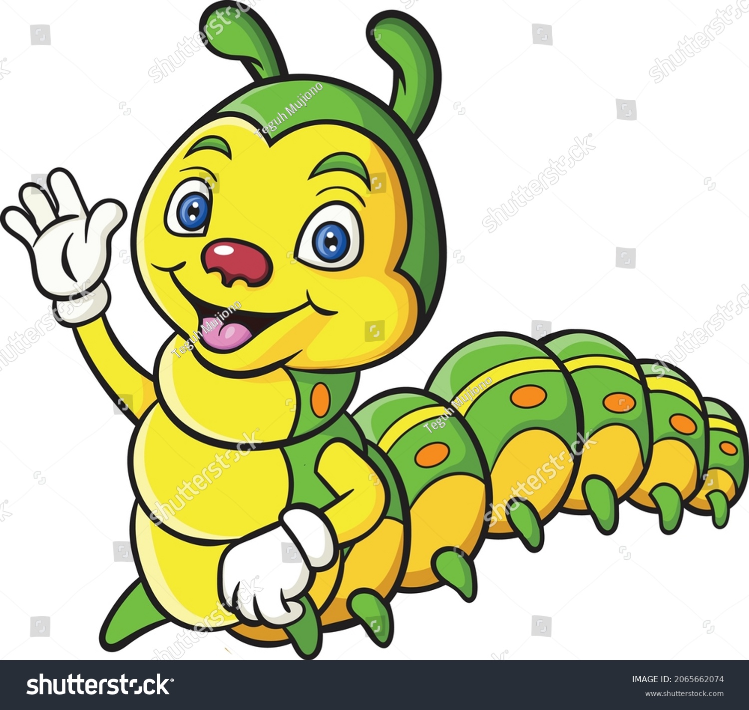 Cartoon Happy Caterpillar On White Background Stock Vector (Royalty ...