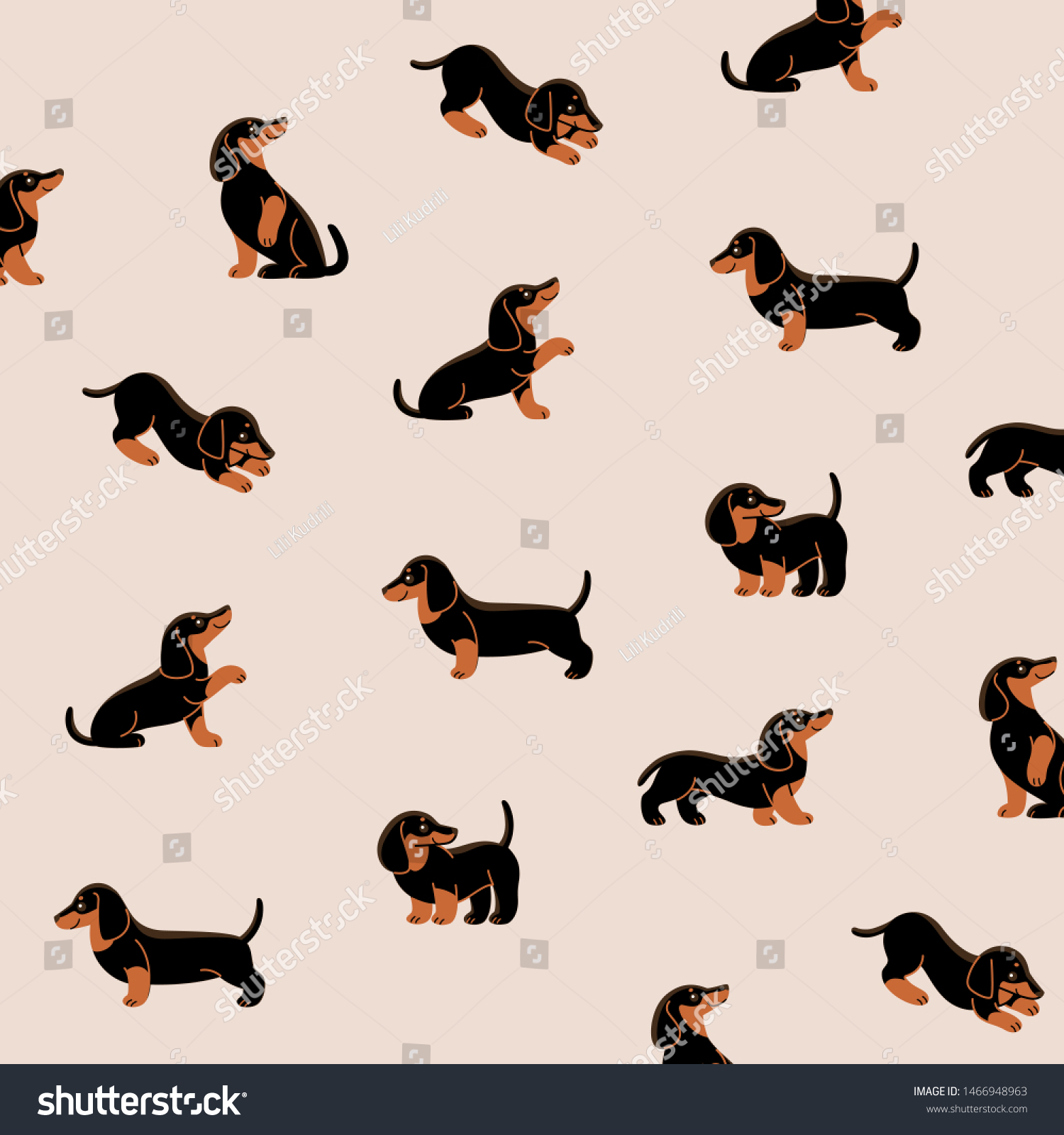 SVG of Cartoon happy dachshund - simple trendy pattern with dogs. Flat vector illustration for prints, clothing, packaging and postcards.  svg