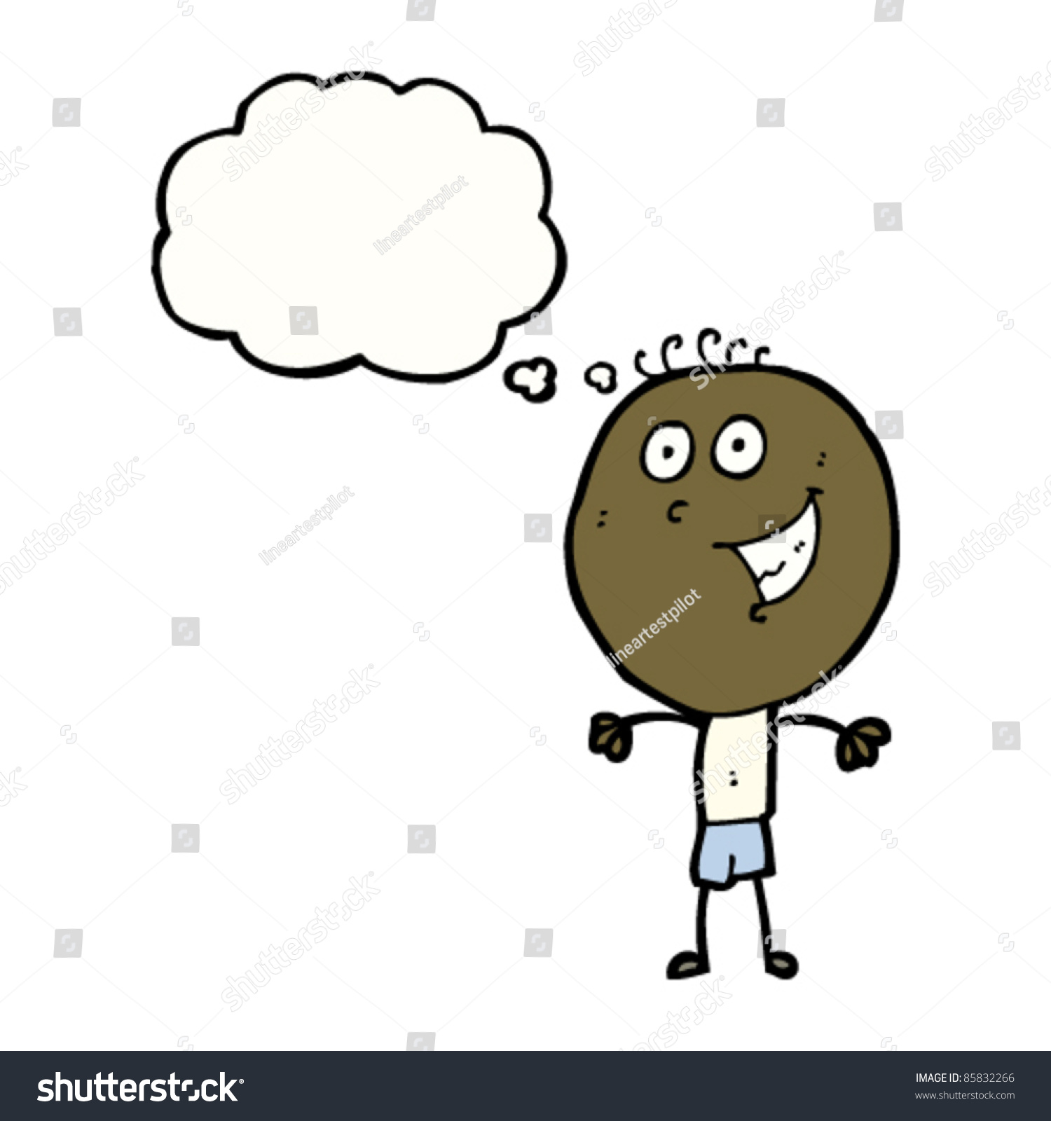 Cartoon Happy Doodle Man Thought Bubble Stock Vector Royalty Free