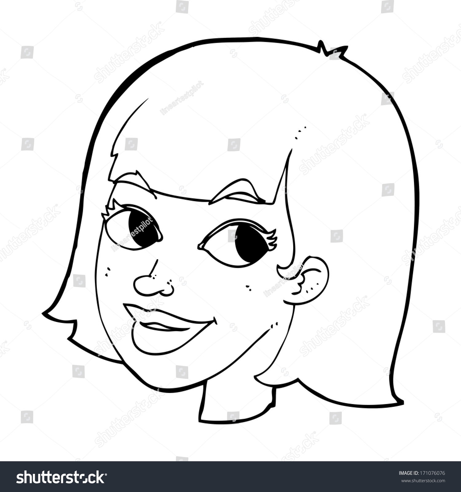 Cartoon Happy Female Face Stock Vector 171076076 - Shutterstock