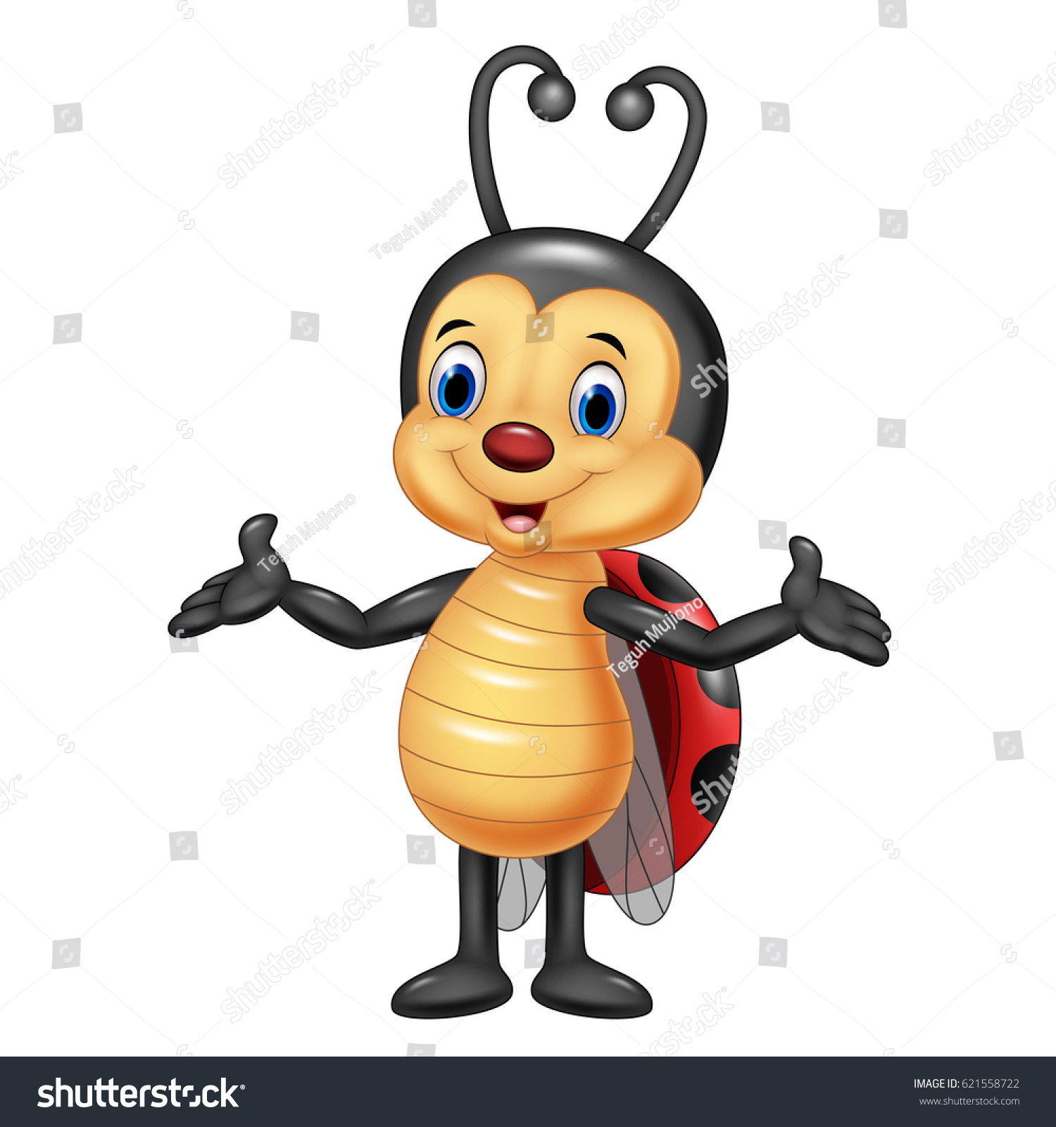 Cartoon Happy Ladybug Posing Stock Vector (Royalty Free) 621558722
