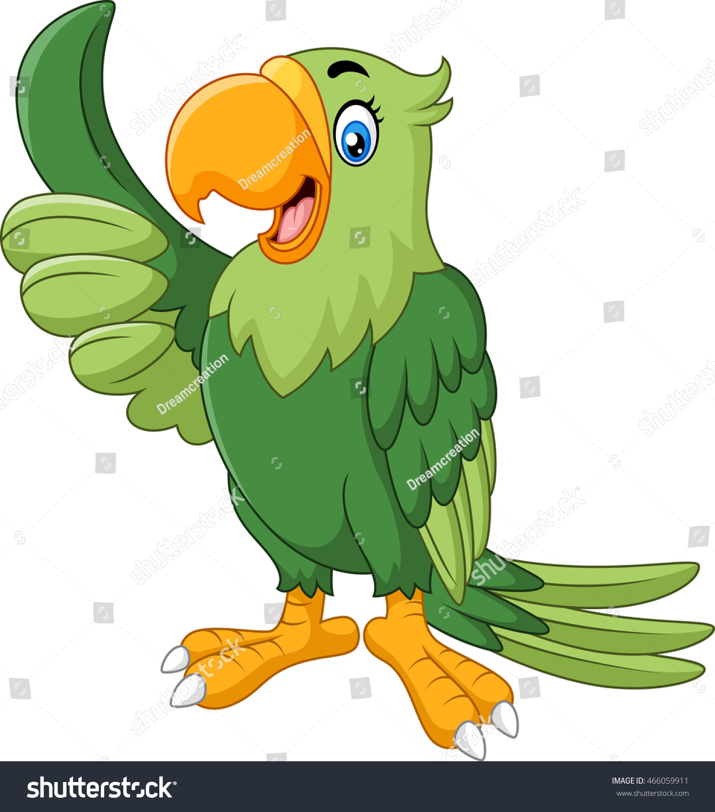 Cartoon Happy Parrot Giving Thumb Up Stock Vector Illustration ...