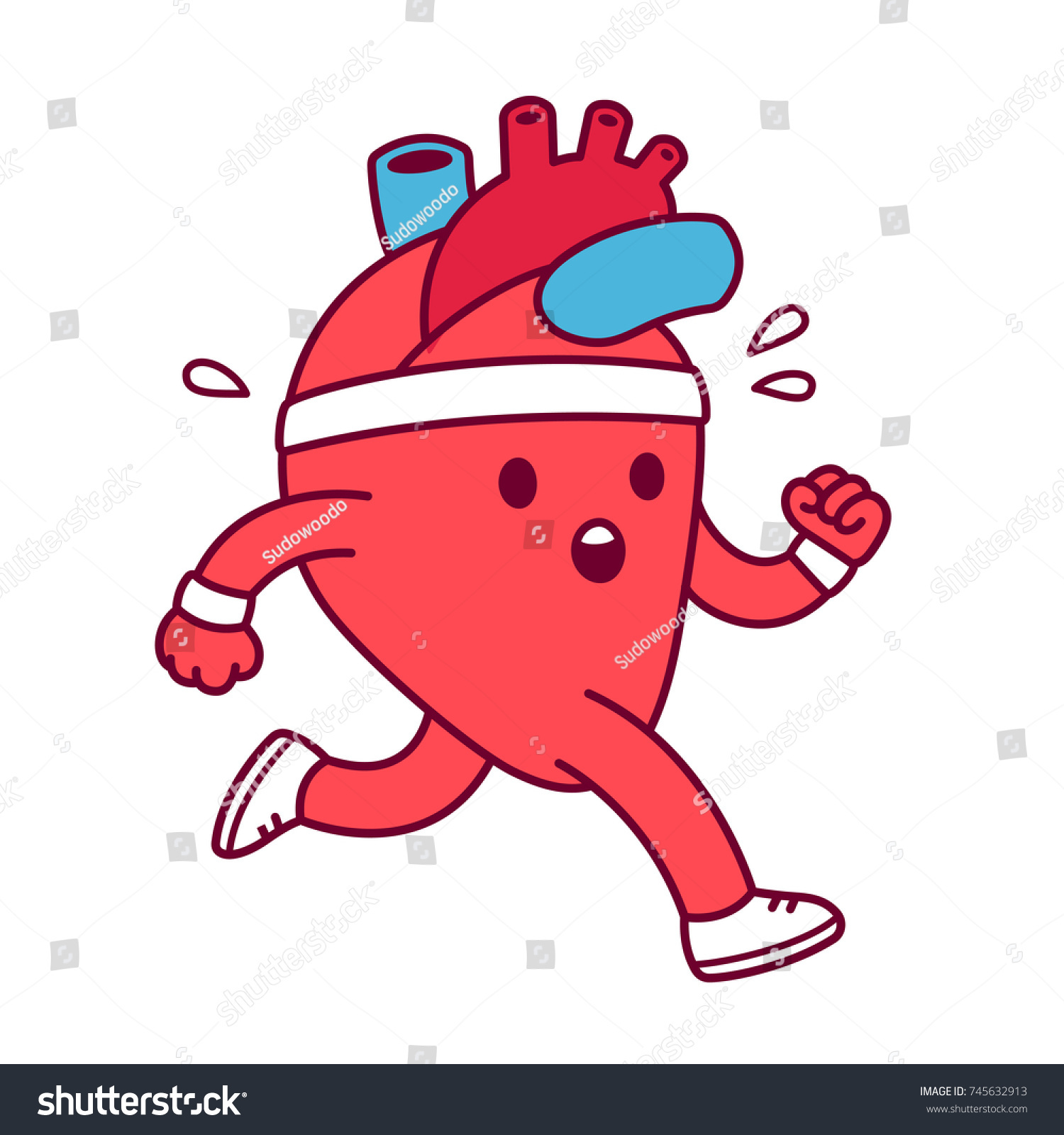 Cartoon Healthy Heart Exercising Vector Illustration Stock ...