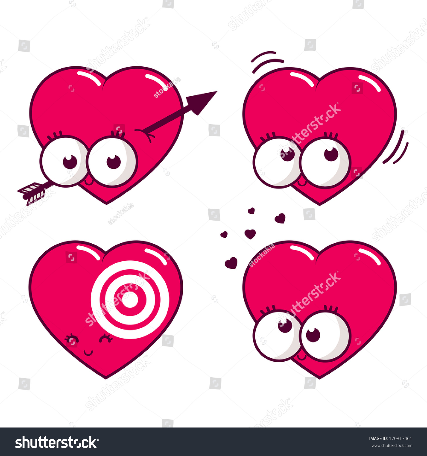 Cartoon Hearts Collection Vector Illustration Stock Vector Royalty Free 170817461 Shutterstock 8497