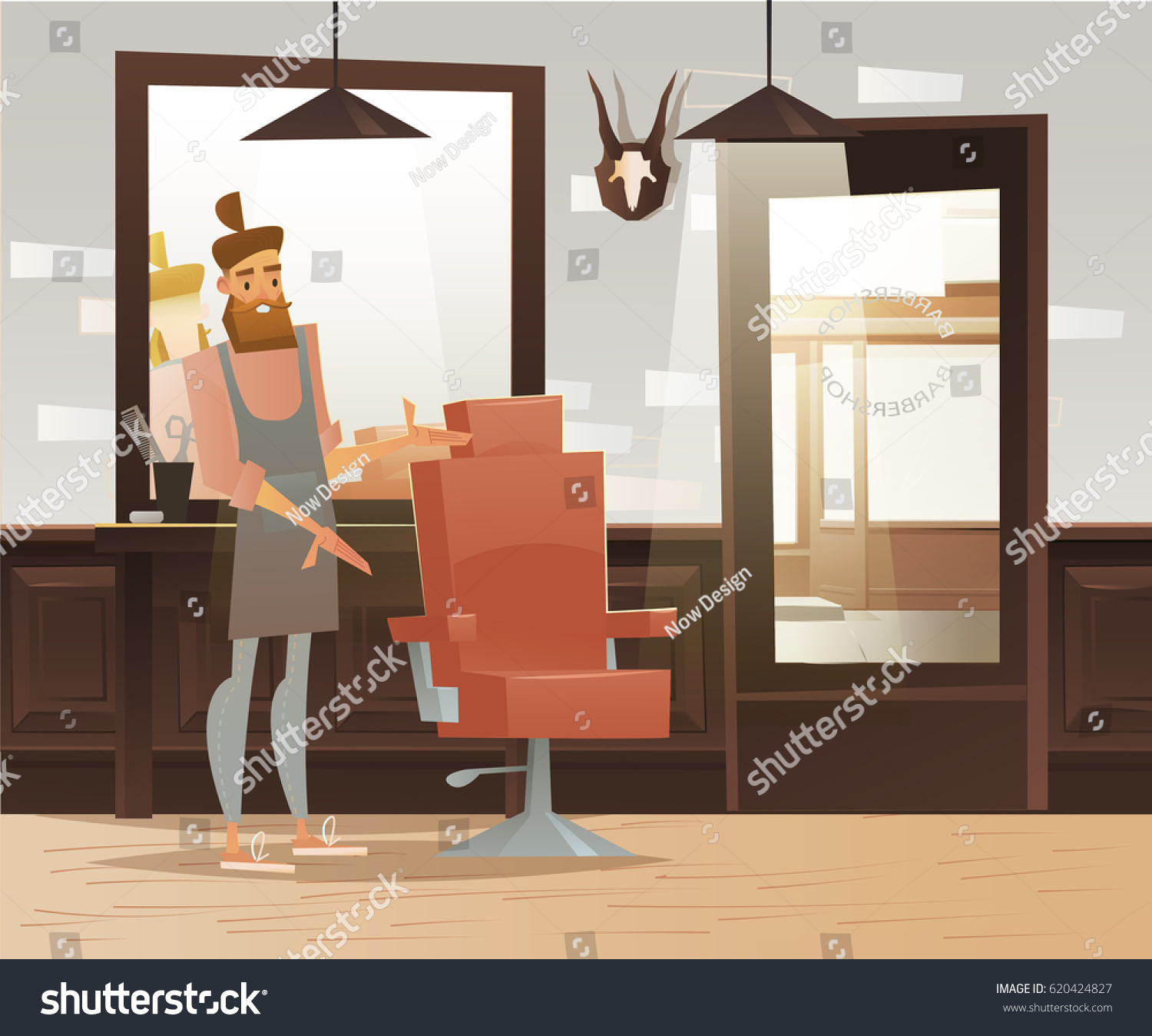 Cartoon Hipster Barber Character Barber Shop Stock Vector (Royalty Free ...