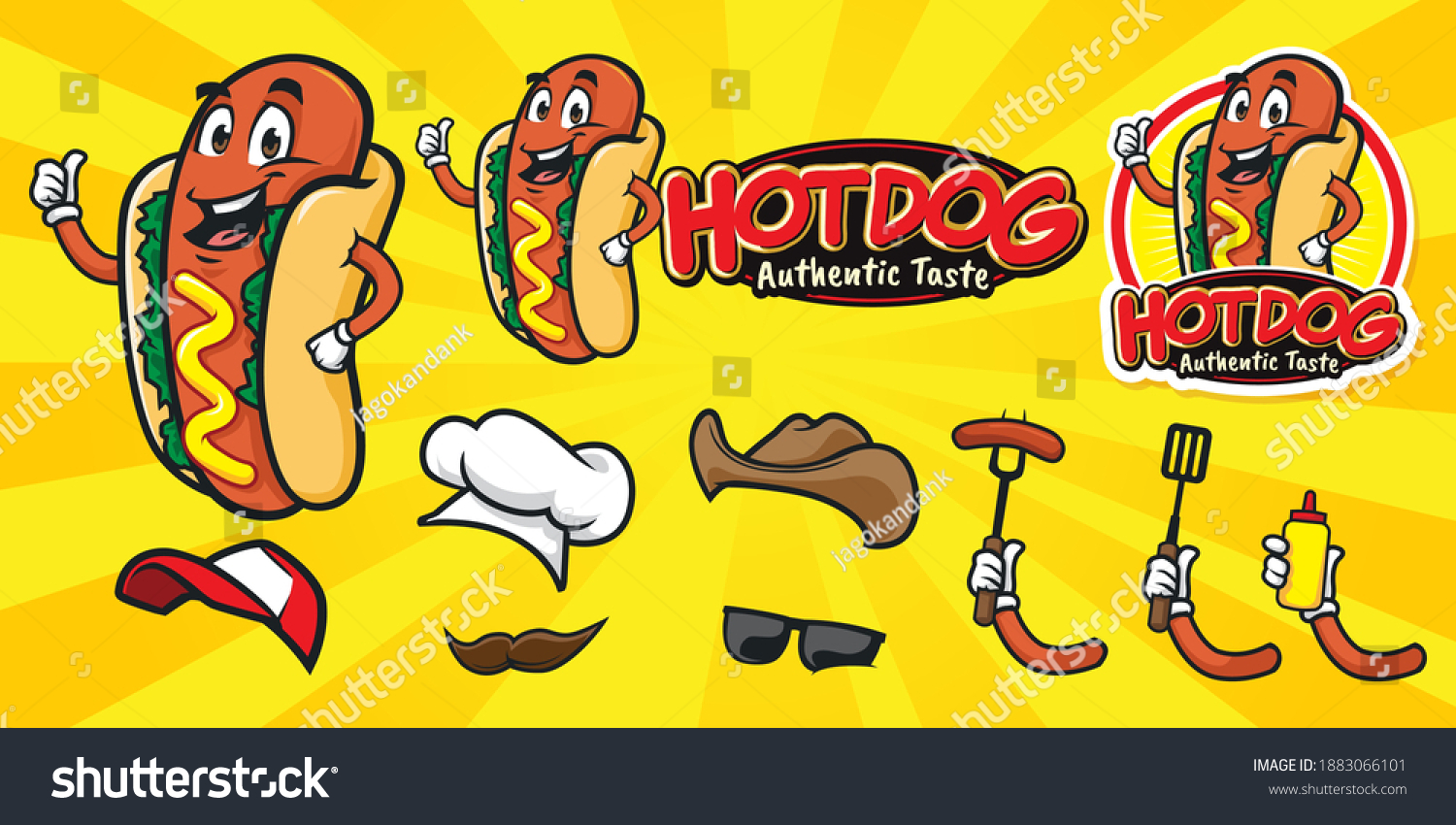 Stock Vector Cartoon Hot Dog Mascot Character Logo 1883066101 